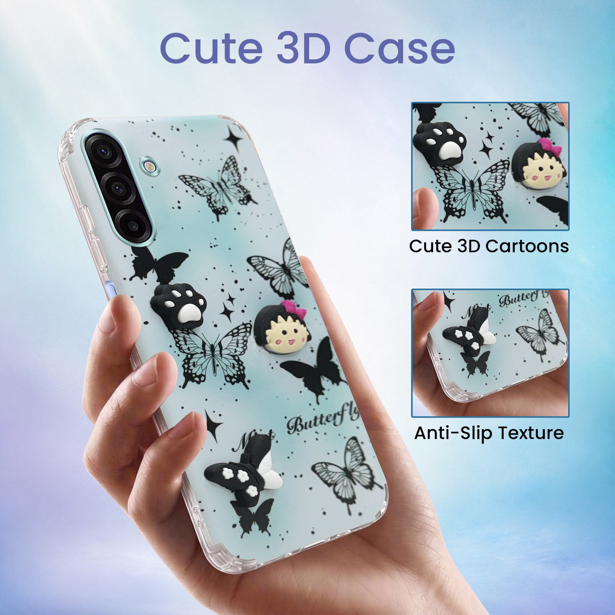 For Samsung Galaxy A17 | Samsung F17 | Samsung M17 5G Back Cover Case (3D Cute Cartoons | Hard Back Side Soft | Matte Premium Finish | HD Printing)