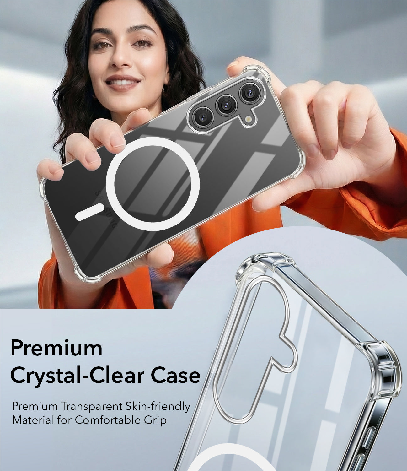 For Samsung Galaxy S24 Back Cover Shockproof Crystal-Clear (Magsafe Wireless Support | Drop & Camera Protection | Hard Polycarbonate)