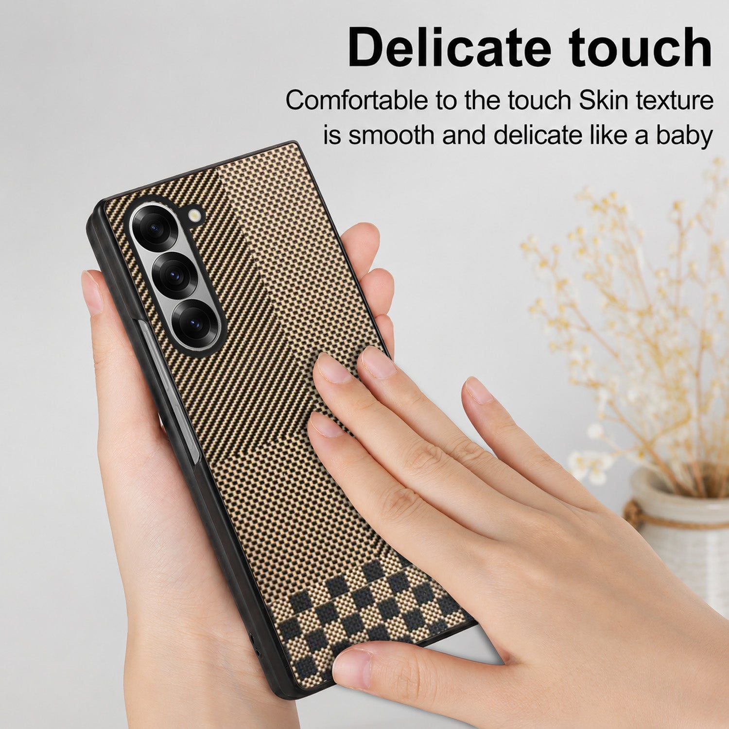 For Samsung Galaxy Z Fold 6 5G Back Flip Case Cover (Craft Printed Design | Hybrid Texture | Inside Microfiber Cloth)