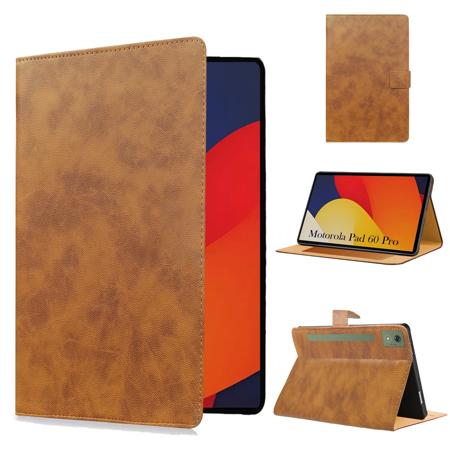 For Motorola Moto Pad 60 Pro 12.7 Inch Flip Cover Folio Cover (PU Leather | Multi-Angle Smart Stand | Card Storage Slots | Silicone Back Pouch)