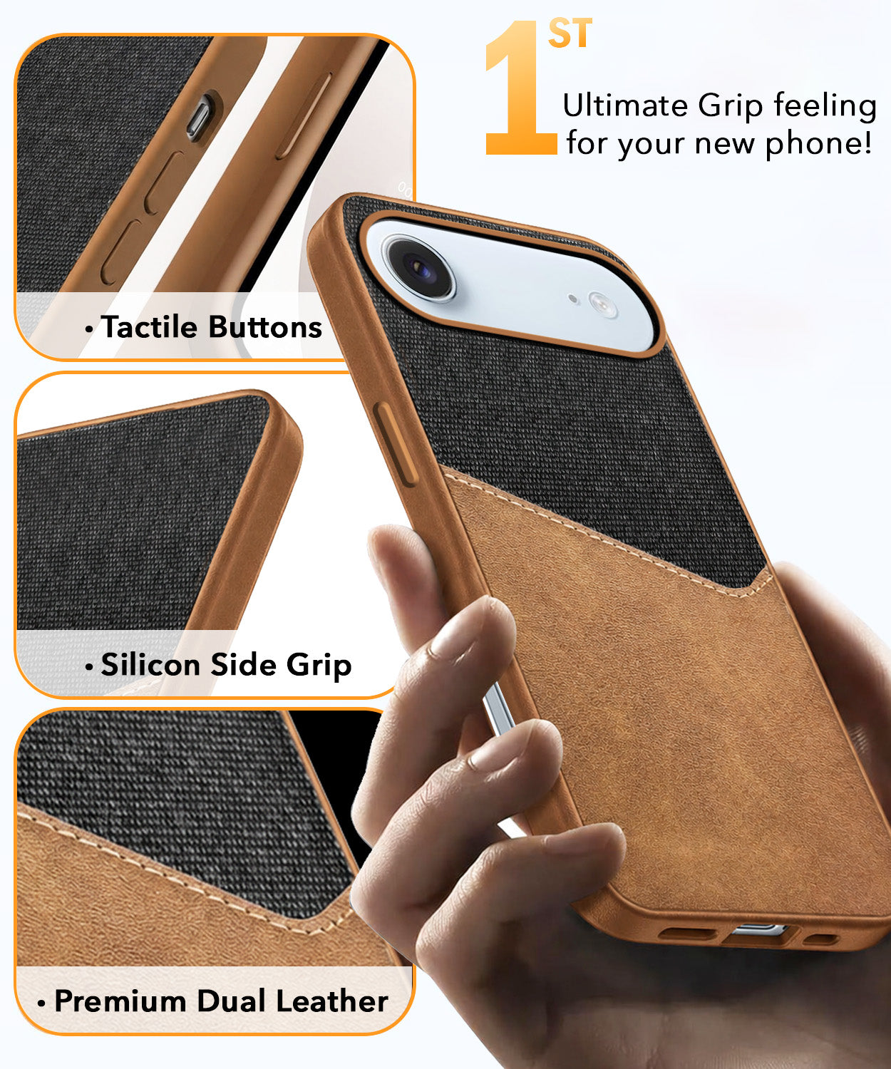 For Apple iPhone 17 Air Back Cover Case (Dual PU Leather Stitch | Professional Minimalist | Soft and Flexible)