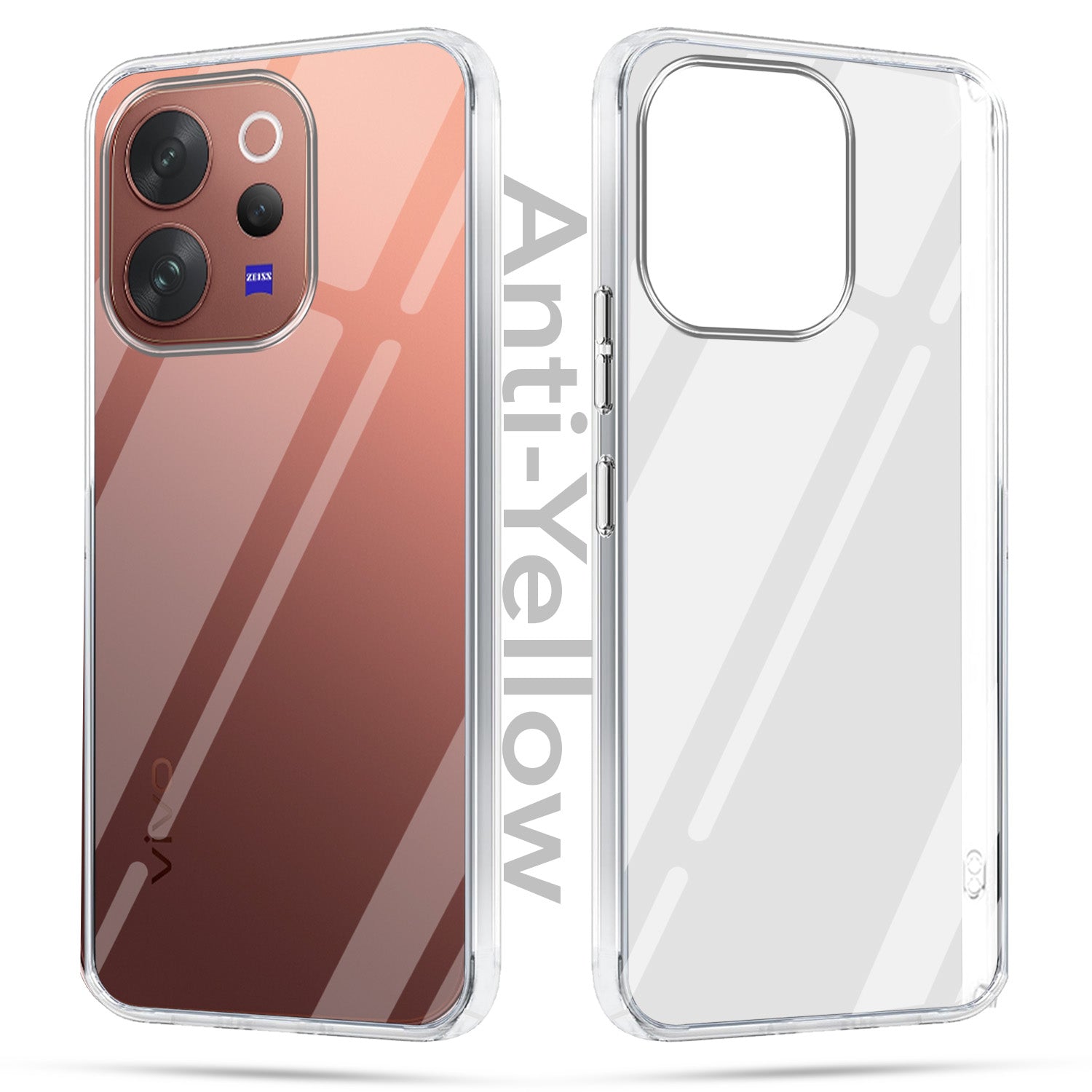 For Vivo V70 | Vivo V70 Elite 5G Combo with Back Cover and 9H Tempered Glass (Lifetime Anti-Yellow | Sleek Hard Crystal | Oleophobic Coating Screen Glass)