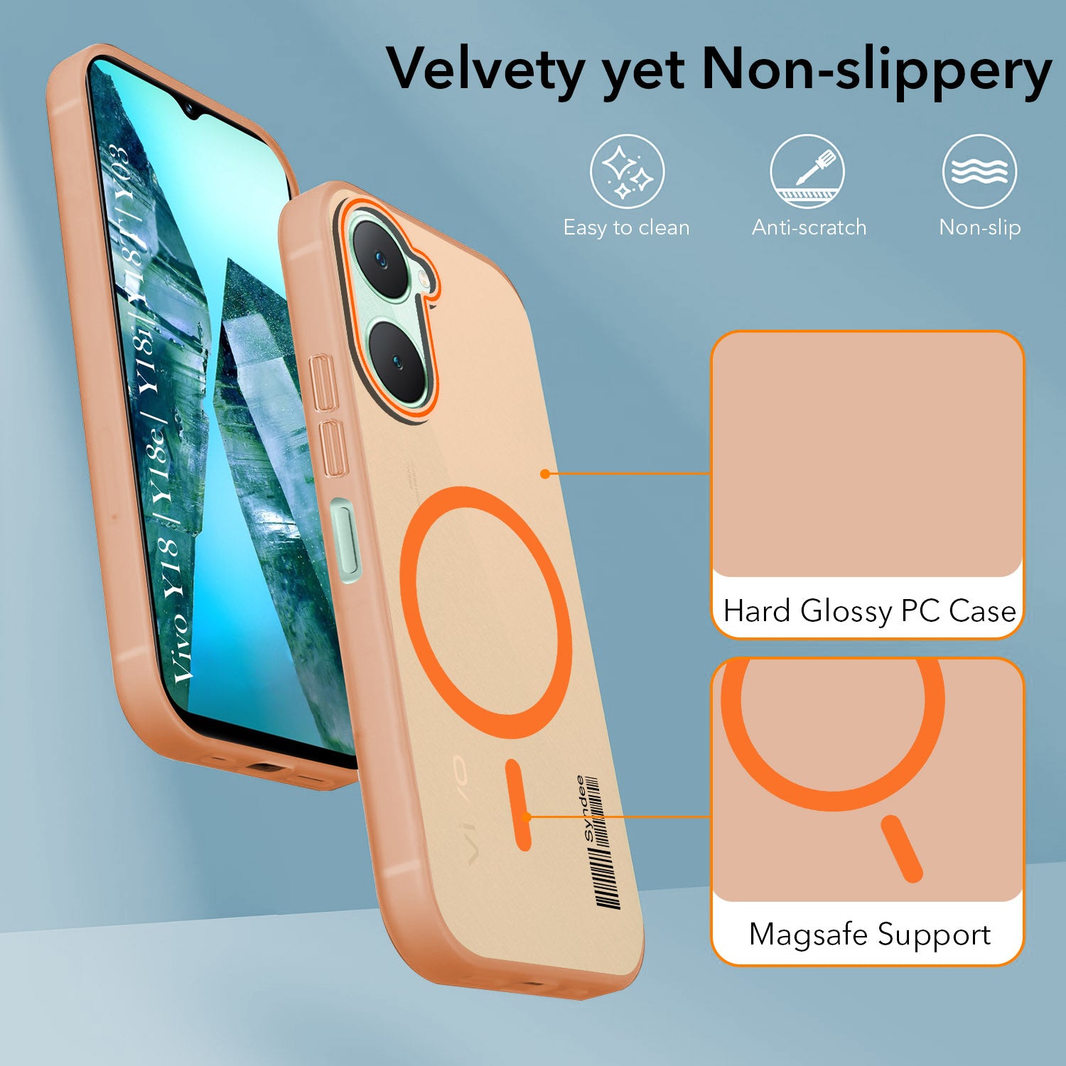 For Vivo Y18 | Y18e | Y03 | Y18i | Y18t Back Cover Case (Soft Touch | Camera Bump Protection | MagSafe Compatible | Matte Finish)