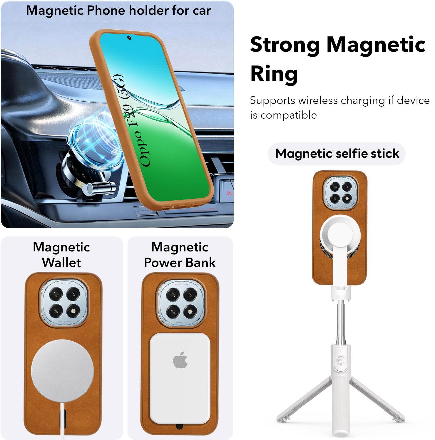 For Oppo F29 Back Cover Case Leather Finish (MagSafe Compatible Wireless Charging | Soft Touch | Camera Bump Protection)