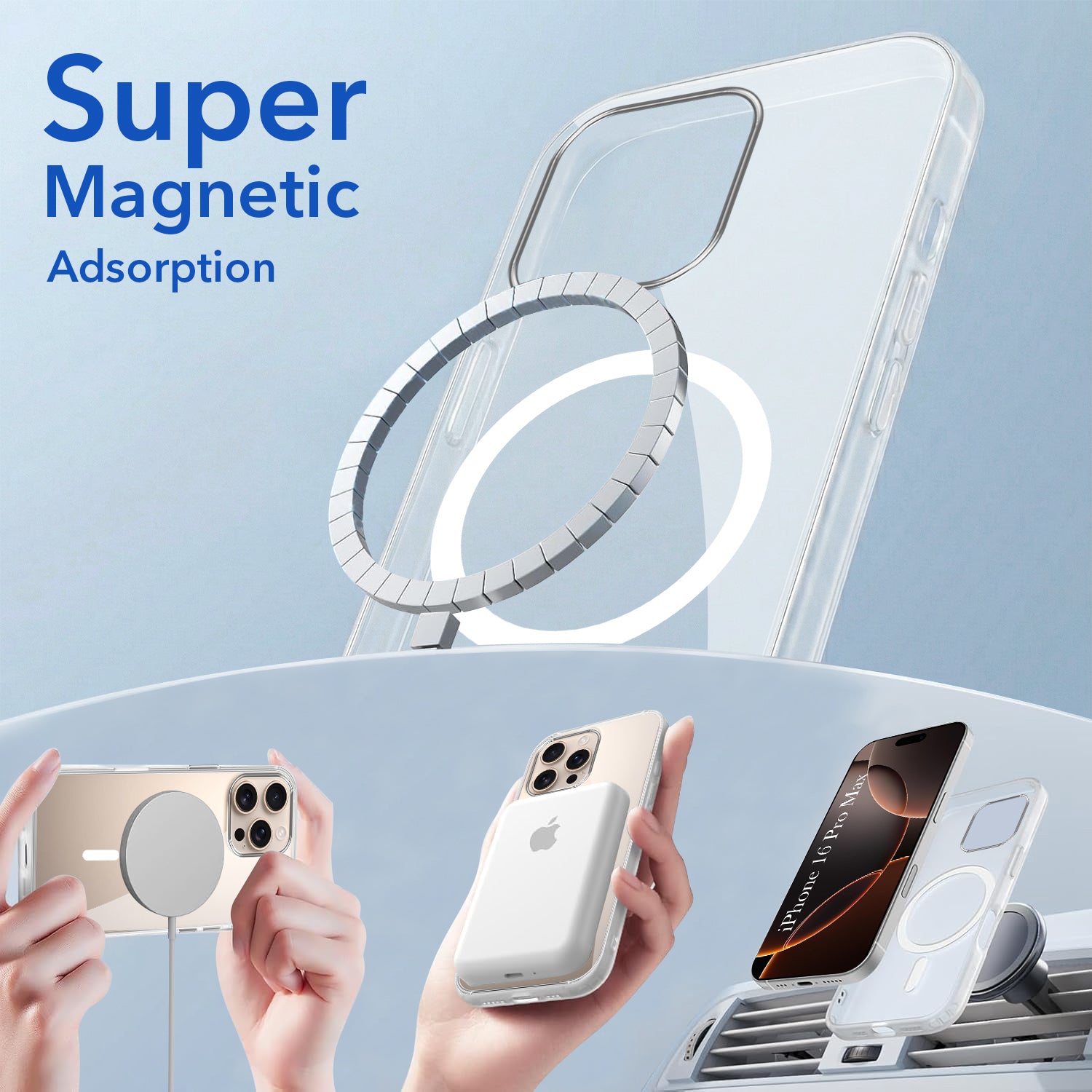 For Apple iPhone 16 Pro Max Back Cover Case Lifetime Anti-Yellow MagSafe Compatible Clear(Sleek Hard Crystal | Camera Protection and Shockproof)