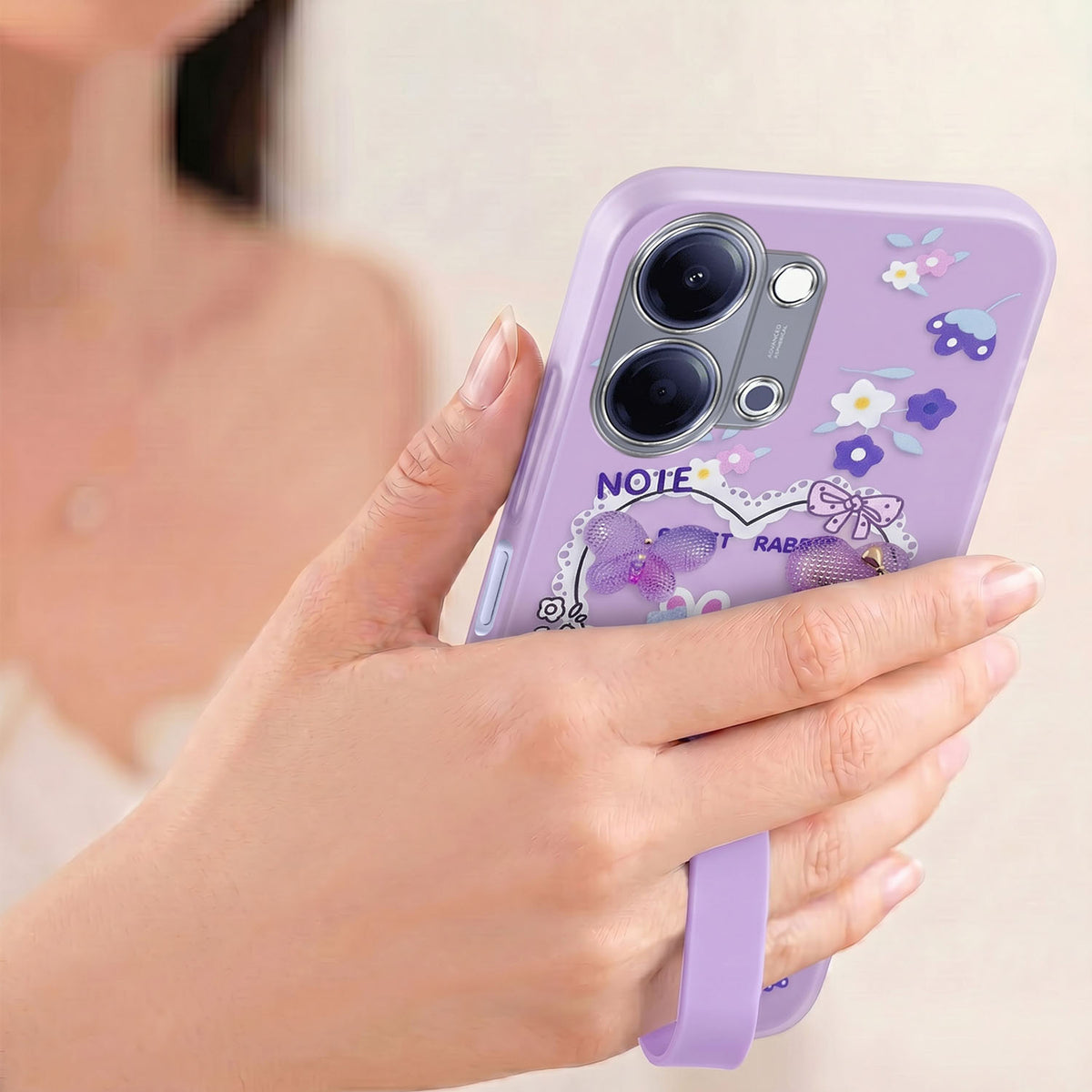 For Vivo Y05 (4G) | Vivo T5 Lite (5G) Back Cover Case (3D Cute Heart Strap Holder | Camera Protection | Designer Girls Print)