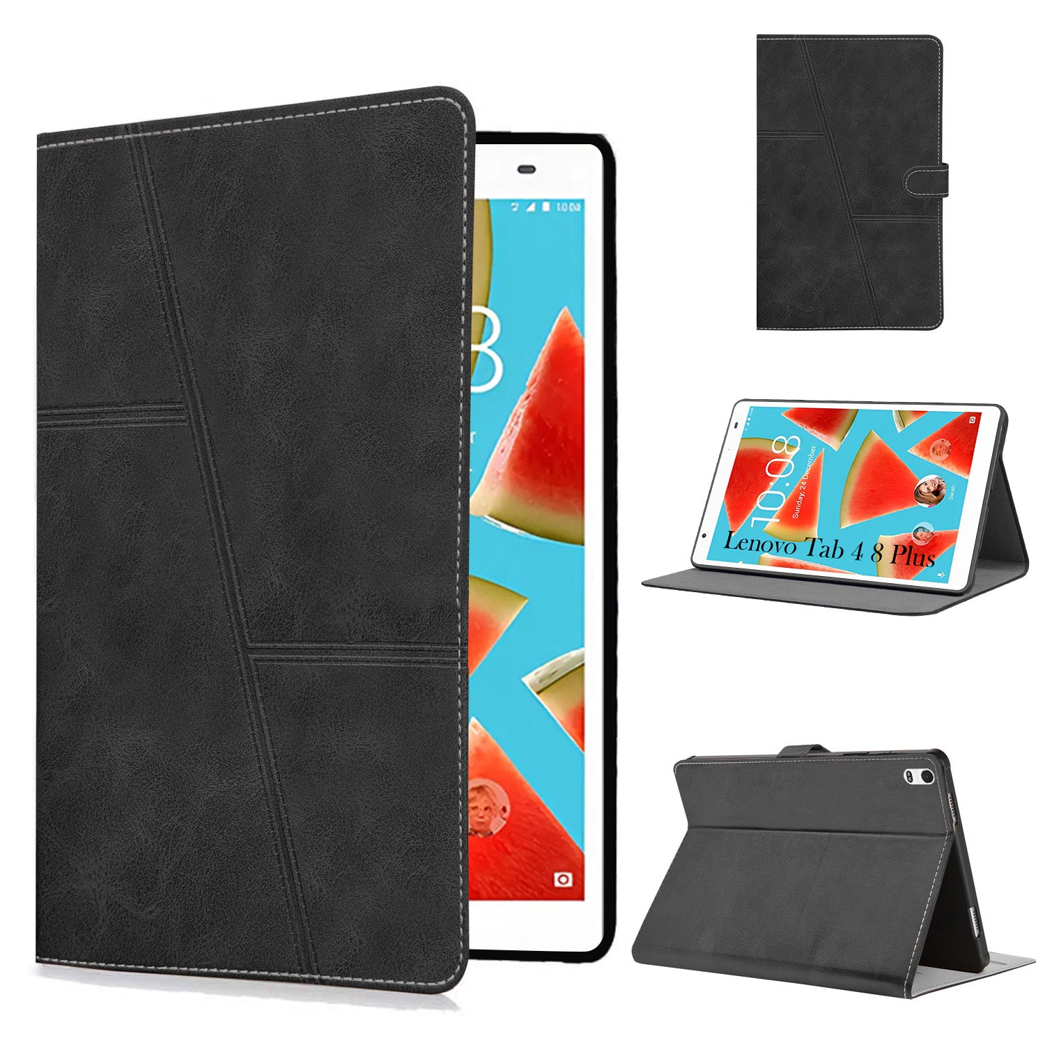 For Flip Cover Folio Case Lenovo Tab 4 8 Plus (TB-8704X) 8 Inch (PU Leather | Multi-Angle Smart Stand | Card Storage Slots | Silicone Back Pouch)