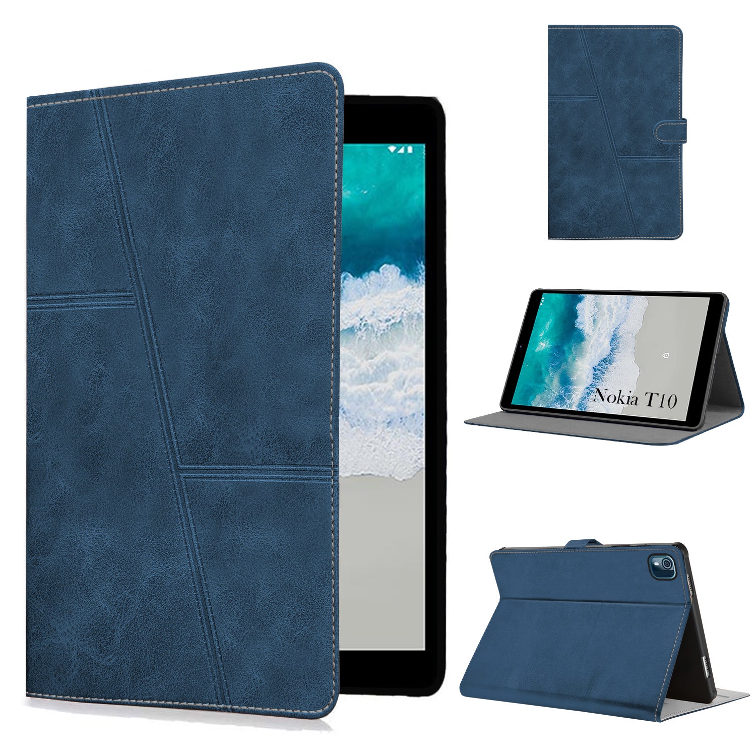 For Flip Cover Folio Case  Nokia T10 (TA-1503, TA-1472, TA-1462, TA-1457) 8 Inch (PU Leather | Multi-Angle Smart Stand | Card Storage Slots | Silicone Back Pouch)