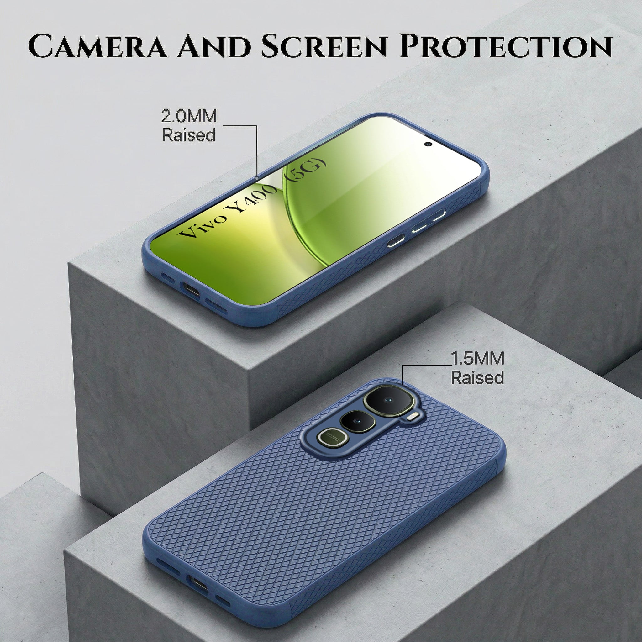 For Vivo Y400 Combo with Back Cover and 9H Tempered Glass (Liquid Silicone | Camera Protection | Oleophobic Coating Screen Glass)