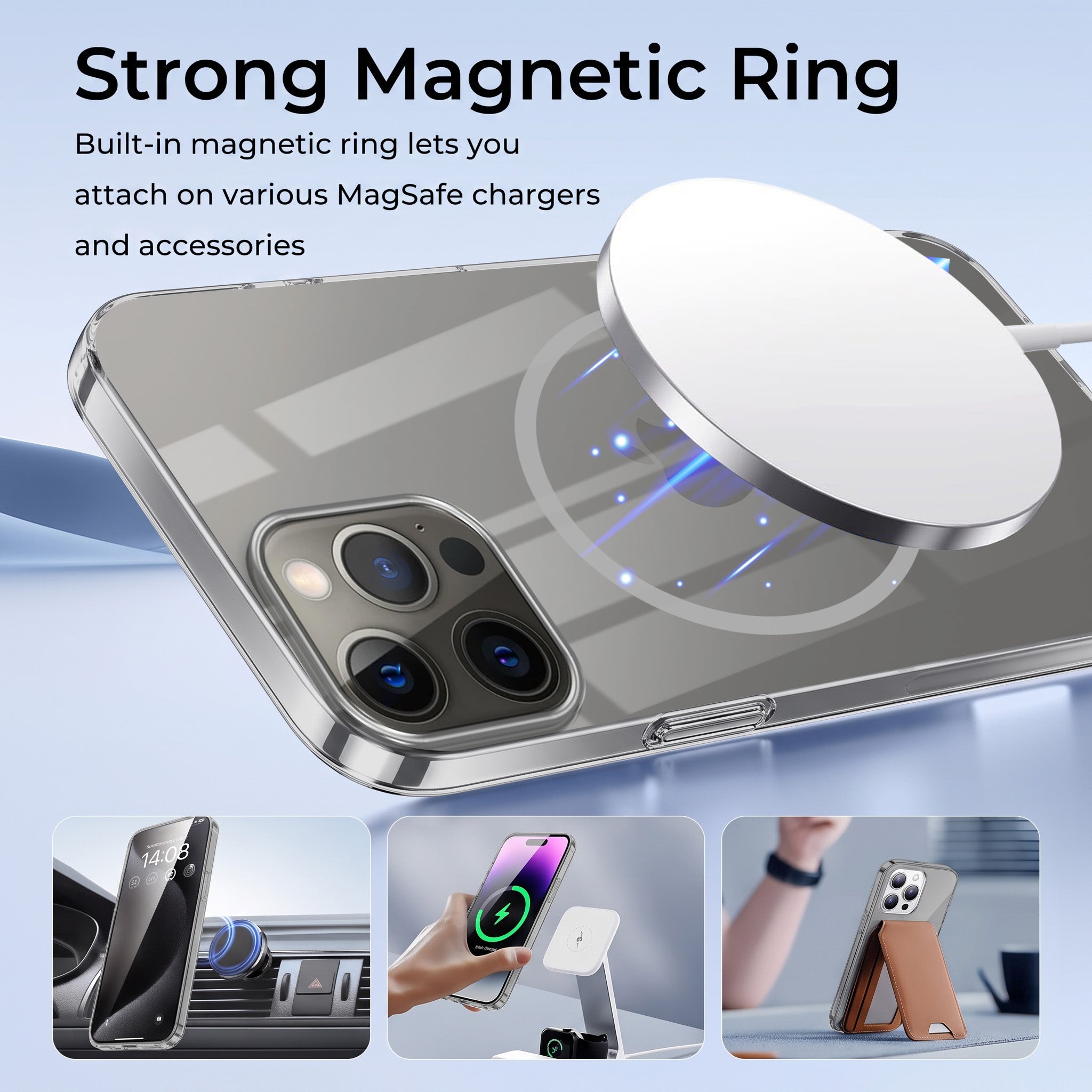 For Apple iPhone 12 Pro Max Back Case Cover Crystal Anti Yellow (Unbreakable PC | MagSafe Wireless Charging Support |Camera Protection Bump)