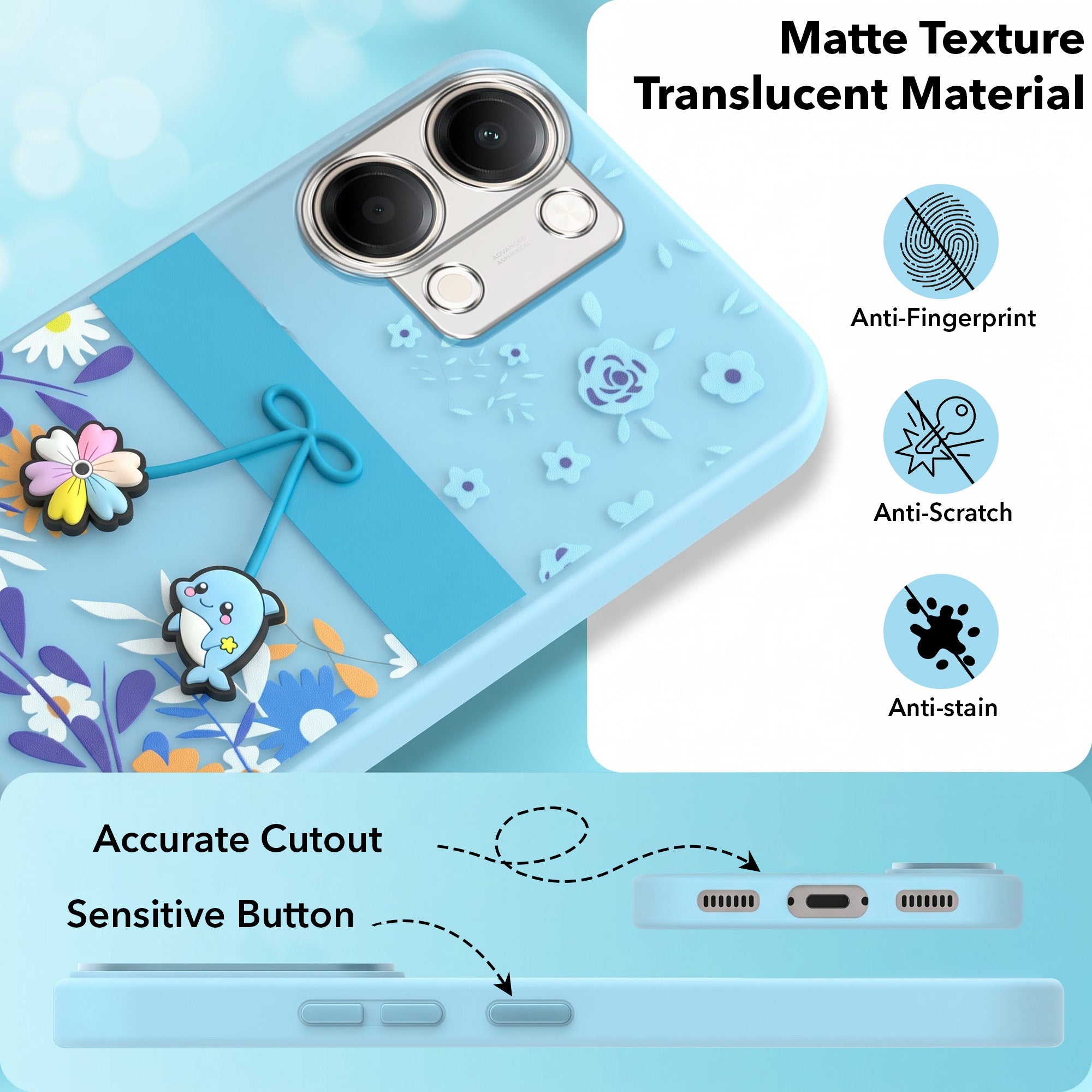 For Vivo Y05 4G Back Cover Case (3D Cute Cartoons | Hard Back Side Soft | Matte Premium Finish | HD Printing)