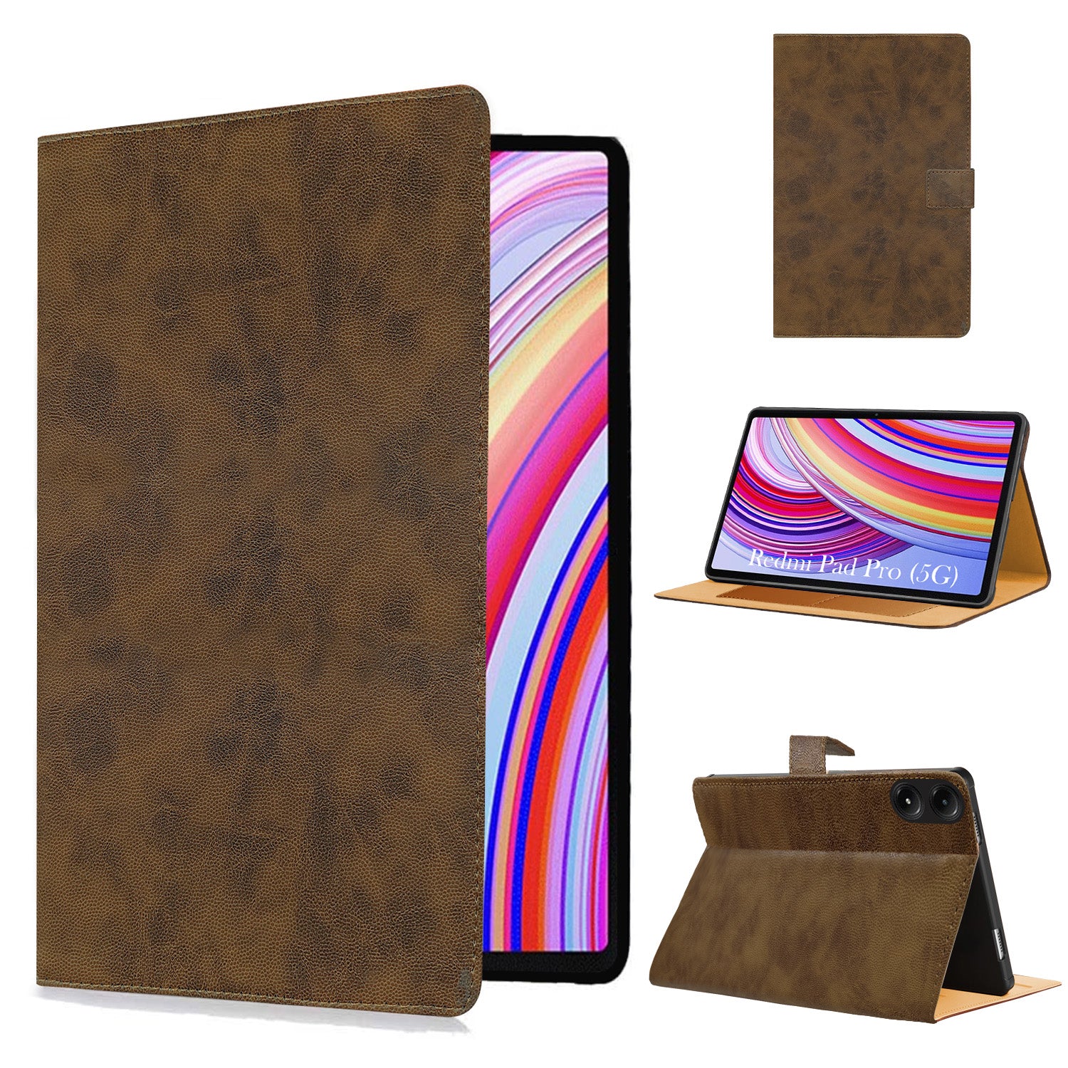 For Redmi Pad Pro 5G 12.1 Inch 24074RPD2G/D2I/D2C Flip Cover Folio Cover (PU Leather | Multi-Angle Smart Stand | Card Storage Slots | Silicone Back Pouch)