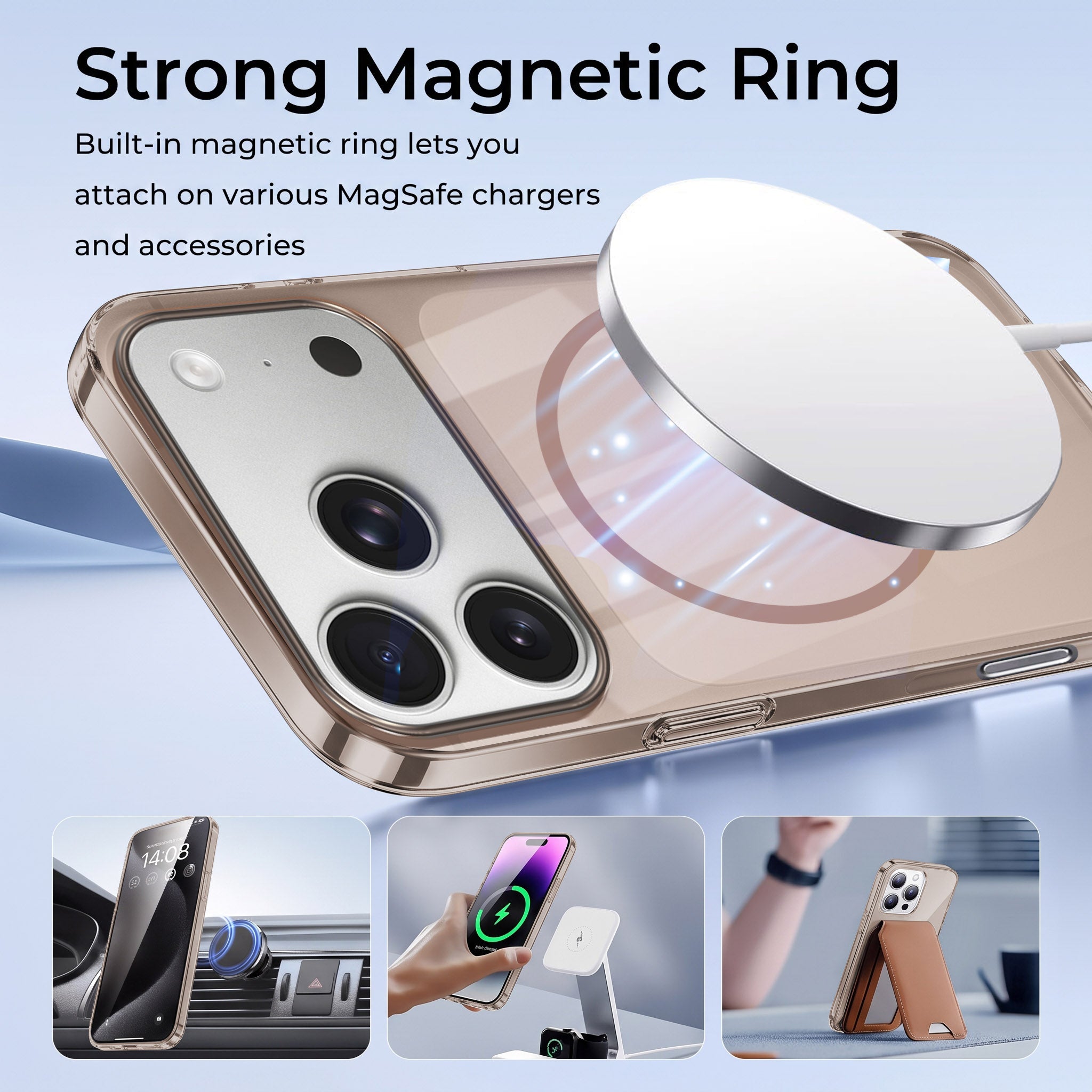 For Apple iPhone 17 Pro Back Case Cover Crystal Anti Yellow (Unbreakable PC | MagSafe Wireless Charging Support |Camera Protection Bump)