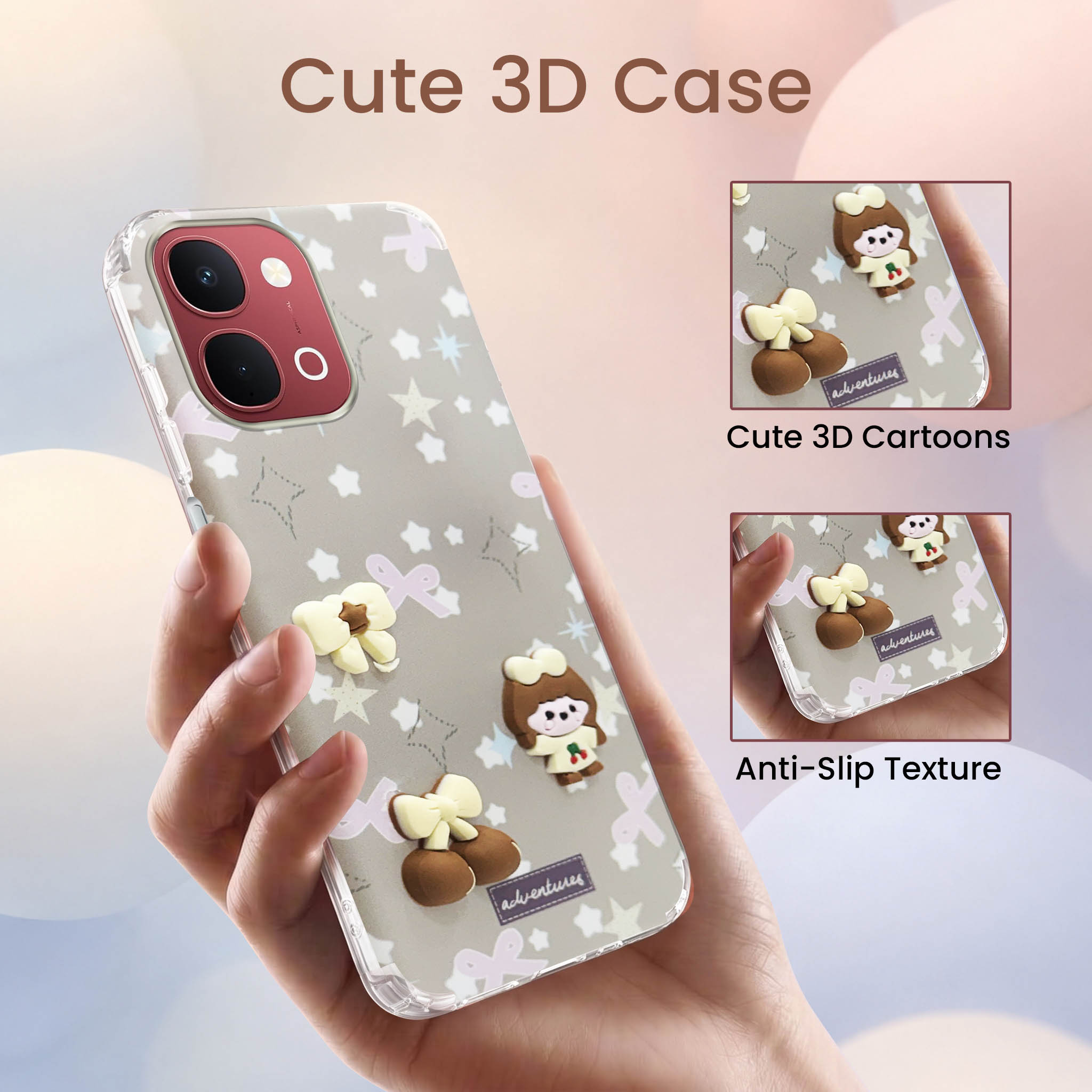 For Vivo Y31T 5G Back Cover Case (3D Cute Cartoons | Hard Back Side Soft | Matte Premium Finish | HD Printing)
