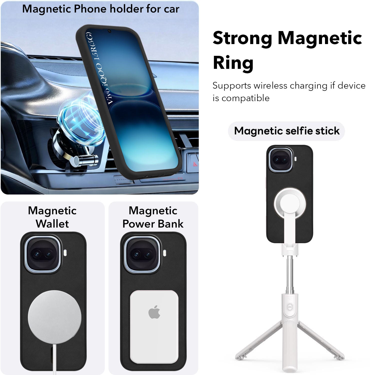 For Vivo iQOO 15R 5G Back Cover Case Leather Finish (MagSafe Compatible Wireless Charging | Soft Touch | Camera Bump Protection)