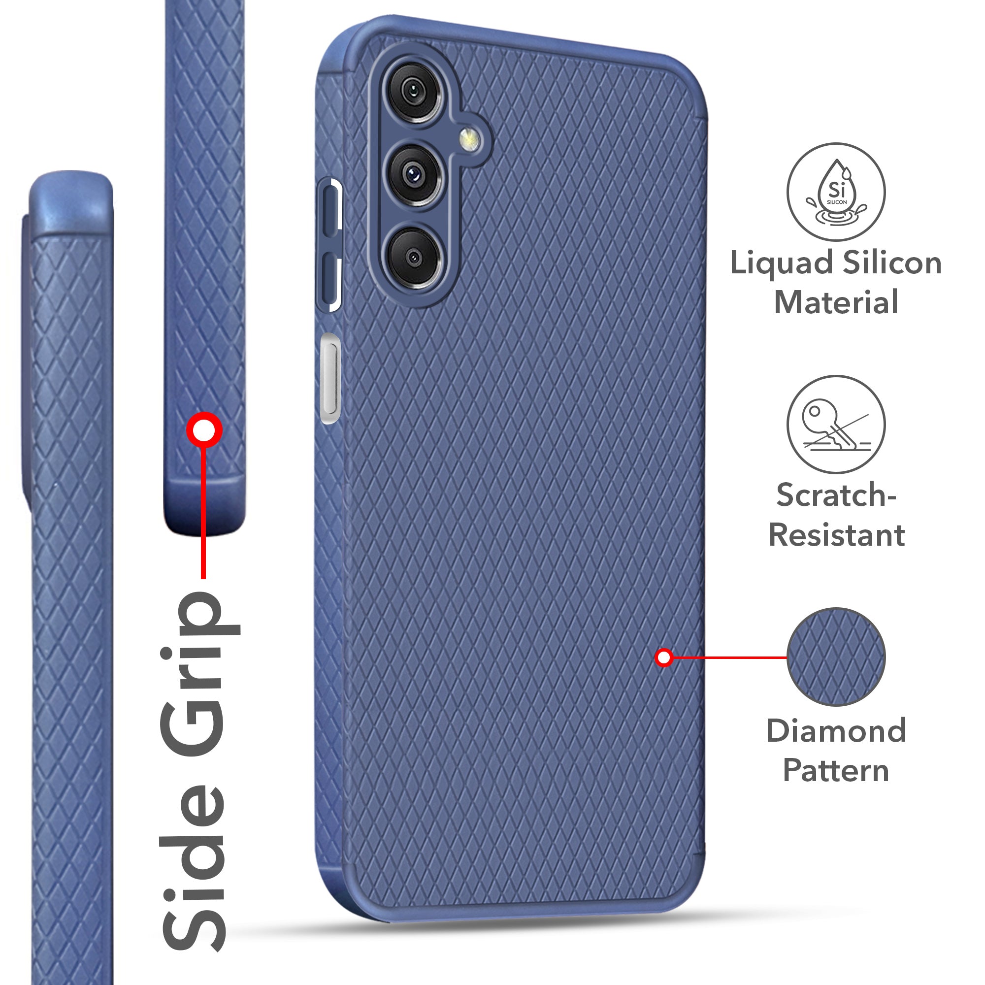 For Samsung Galaxy M34 5G Back Cover Case (Liquid Silicone | Side Grip | Camera Protection)