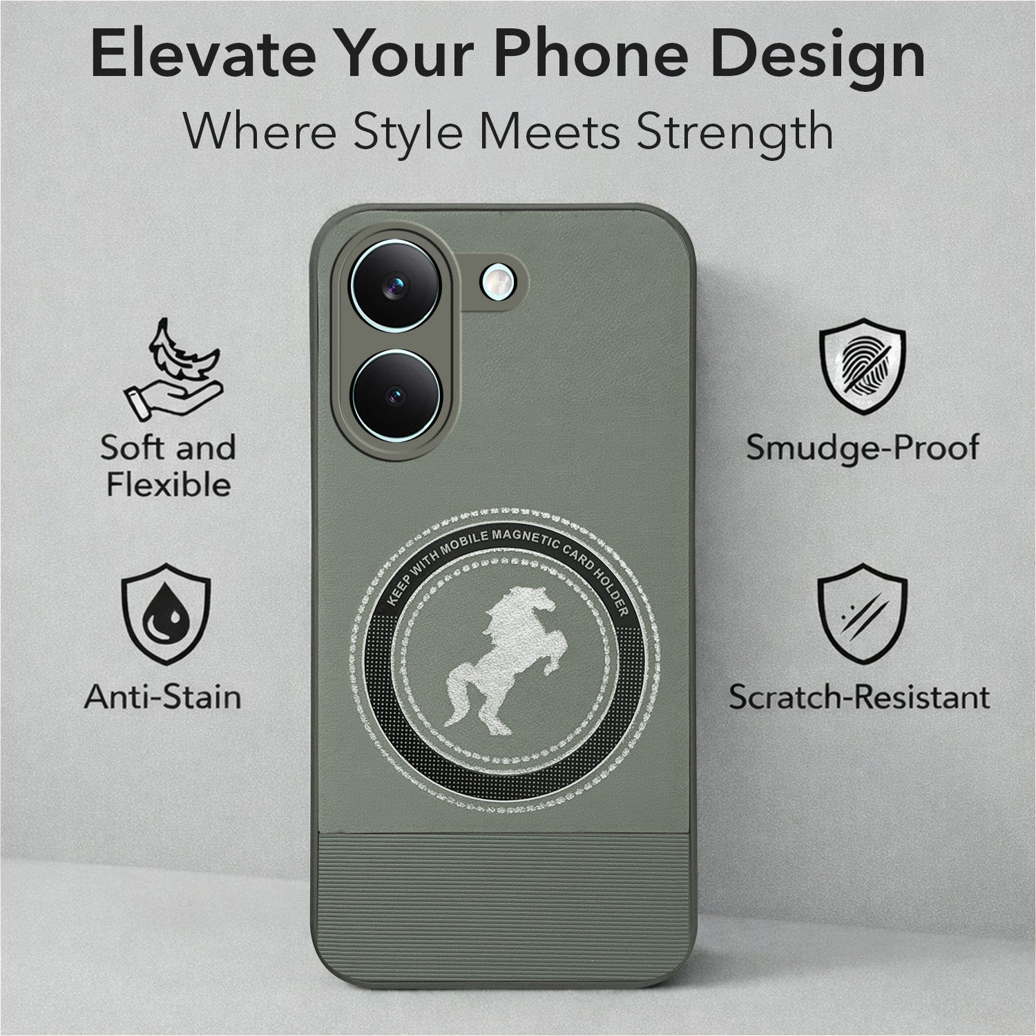 For Poco X8 Pro Back Cover Case PU Leather Finish (Professional Minimalist Texture | MagSafe Compatile | Camera Protection | Sleek Sober Formal)