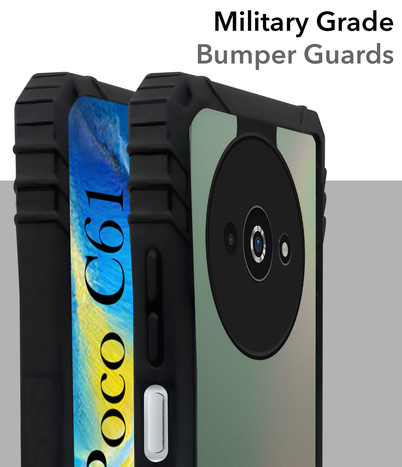 For Xiaomi Poco C61 Back Cover Case (Ultimate Shockproof Bumpers | Anti Yellow | Rugged Armor | Hybrid PC | Black )