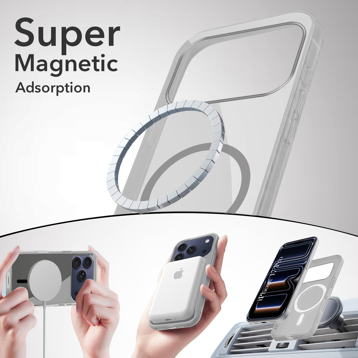 For iPhone 17 Pro Back Cover Case Lifetime Anti-Yellow MagSafe Compatible Clear (Sleek Hard Crystal | Camera Protection and Shockproof)