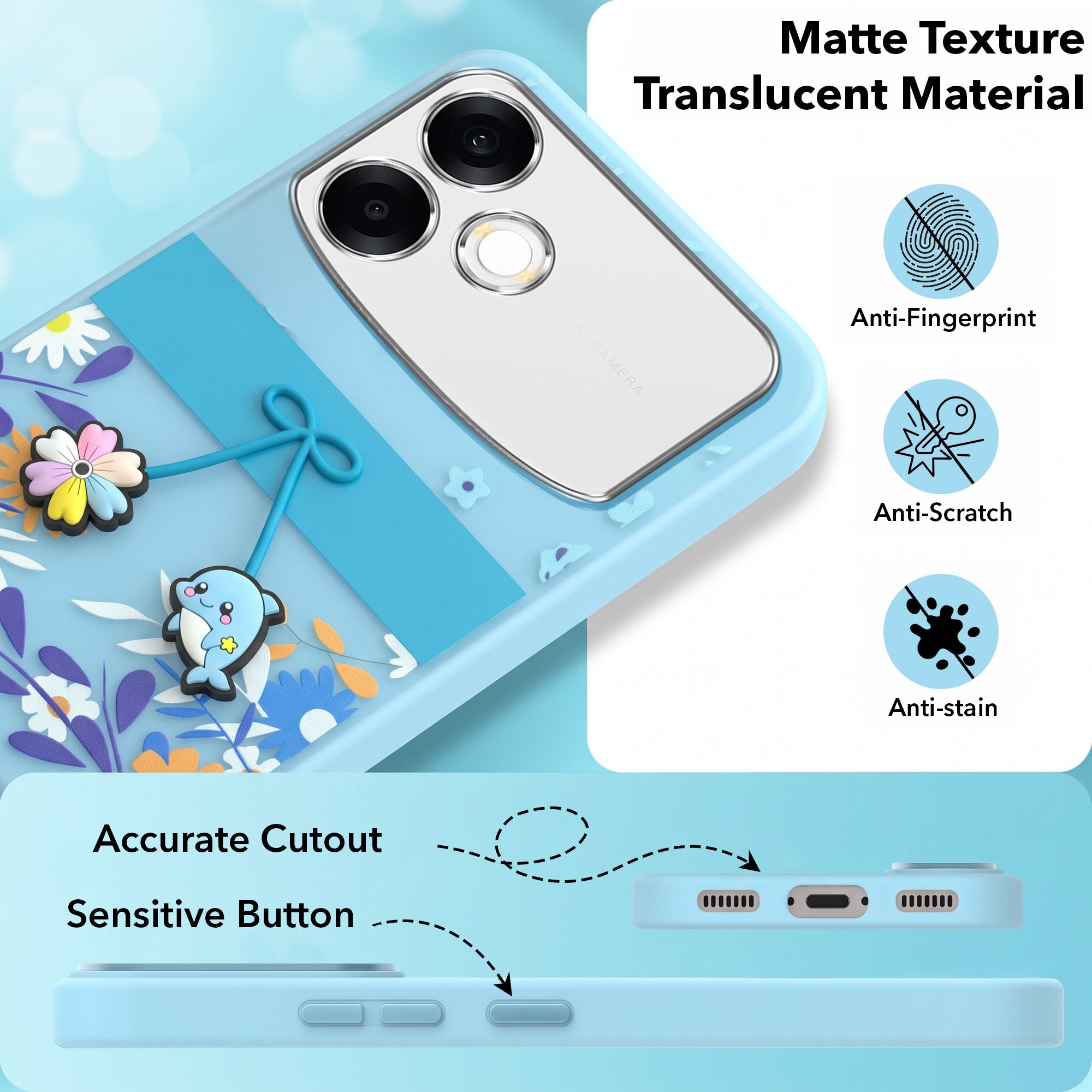 For Oppo F33 Pro 5G Back Cover Case (3D Cute Cartoons | Hard Back Side Soft | Matte Premium Finish | HD Printing)