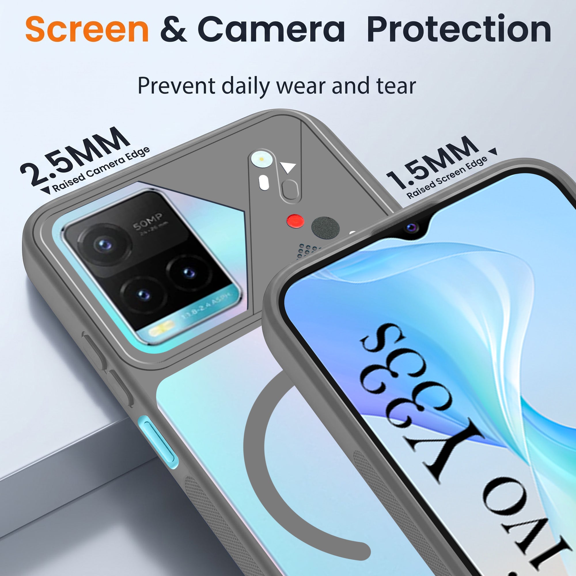 For Vivo Y33s Back Cover Case Lifetime Anti-Yellow Clear (Camera Protection | Side Grip | Wireless MagSafe Compatible)