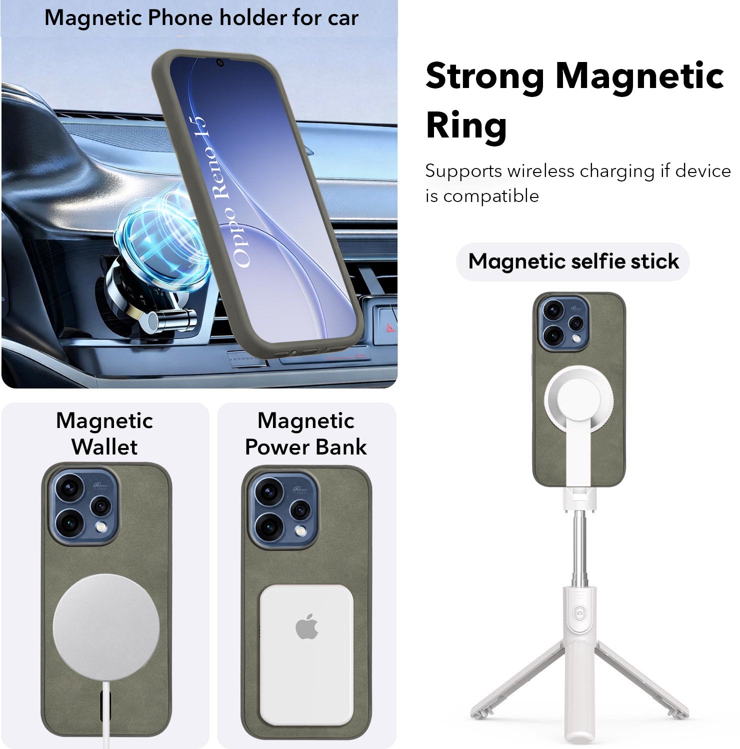 For Oppo Reno15 5G | Oppo Reno 15 5G Back Cover Case Leather Finish (MagSafe Compatible Wireless Charging | Soft Touch | Camera Bump Protection)