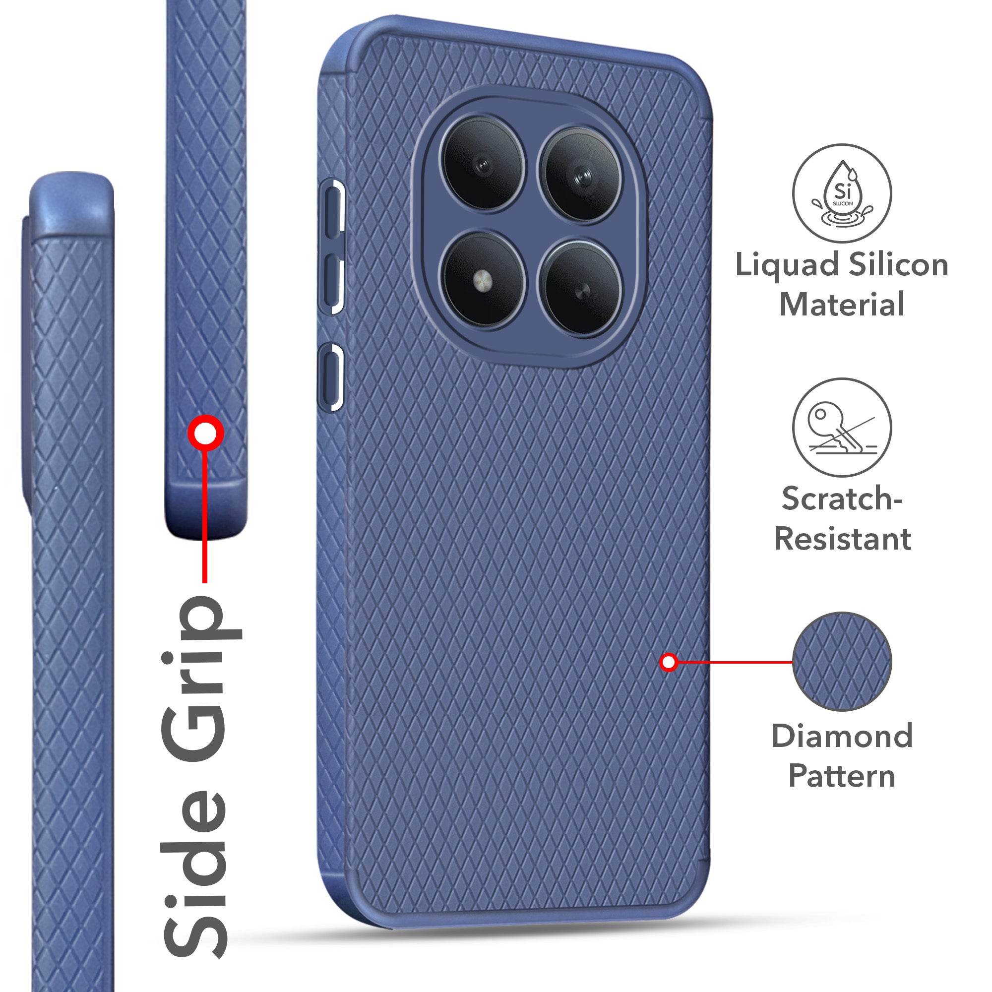 For Xiaomi Redmi Note 15 Pro Plus 5G Back Cover Case Liquid Silicone (Camera Protection | Side Grip Texture | Soft and Flexible)