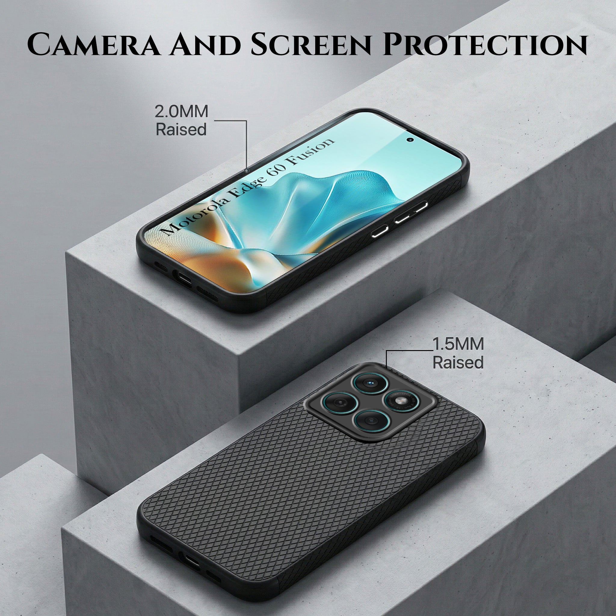 For Motorola Moto Edge 60 Fusion Combo with Back Cover and 9H Tempered Glass (Liquid Silicone | Camera Protection | Oleophobic Coating Screen Glass)