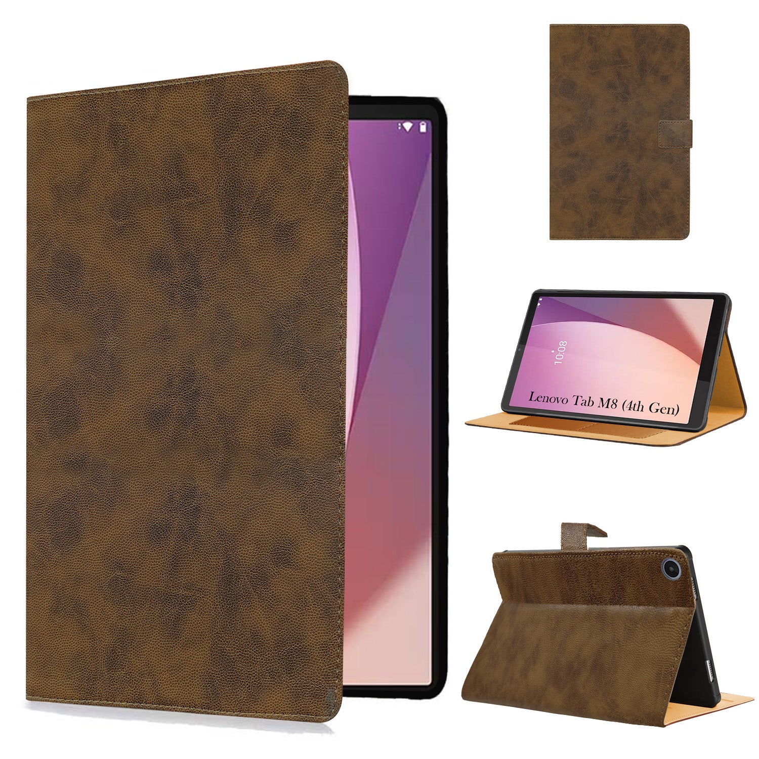 For Lenovo Tab M8 4 GEN 2024 8 Inch Flip Cover Folio Cover (PU Matte Leather | Multi-Angle Smart Stand | Card Storage Slots | Silicone Back Pouch)