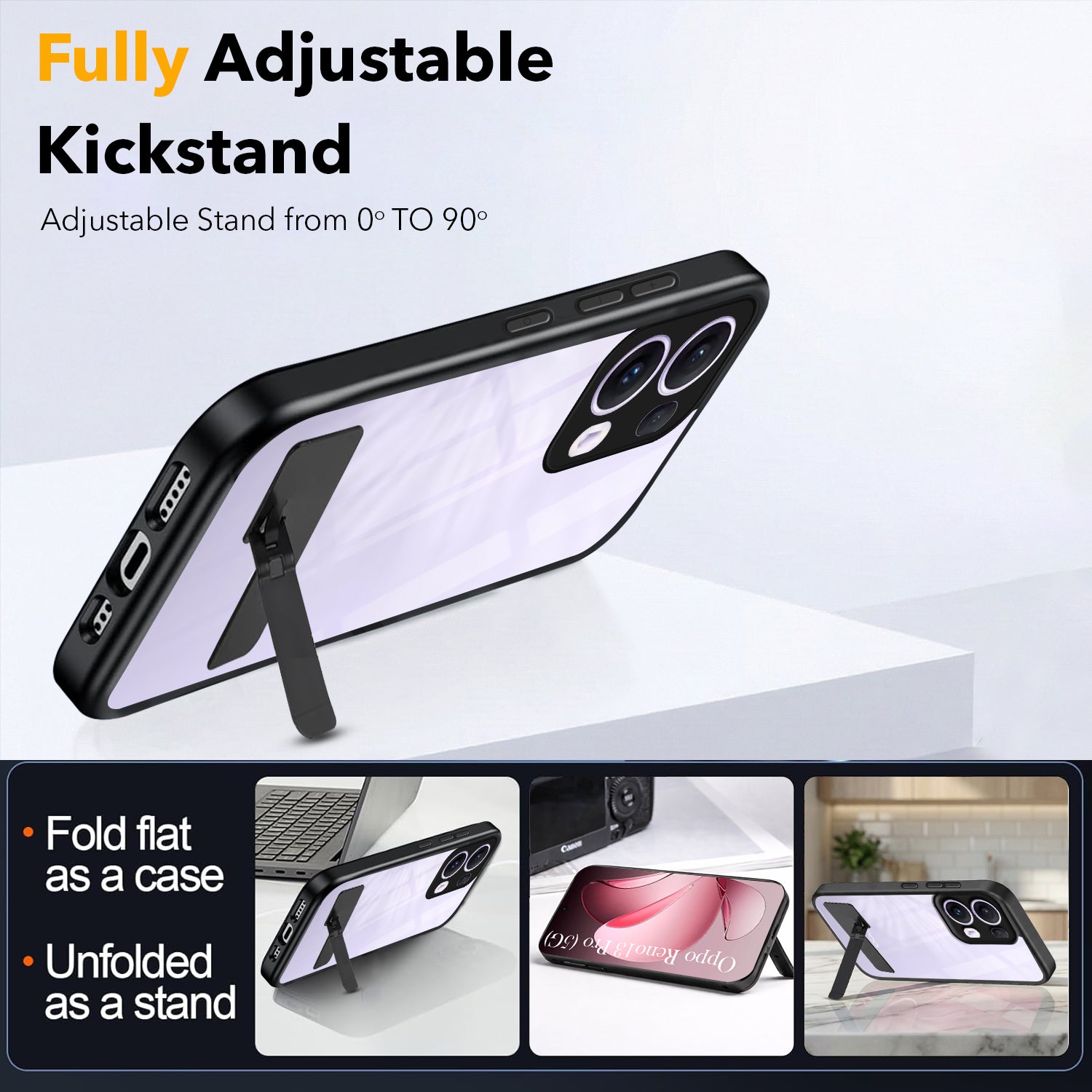 For Oppo Reno13 Pro 5G | Oppo Reno 13 Pro 5G Back Cover Case (Built-in Stand | Lifetime Anti Yellow | Kickstand Shockproof | Camera Protection | MagSafe Compatible)