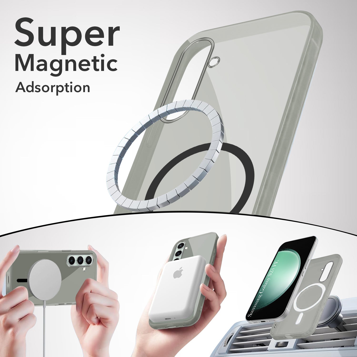 For Samsung Galaxy S23 FE 5G Back Cover Case Lifetime Anti-Yellow MagSafe Compatible Clear (Sleek Hard Crystal | Shockproof and Camera Protection)
