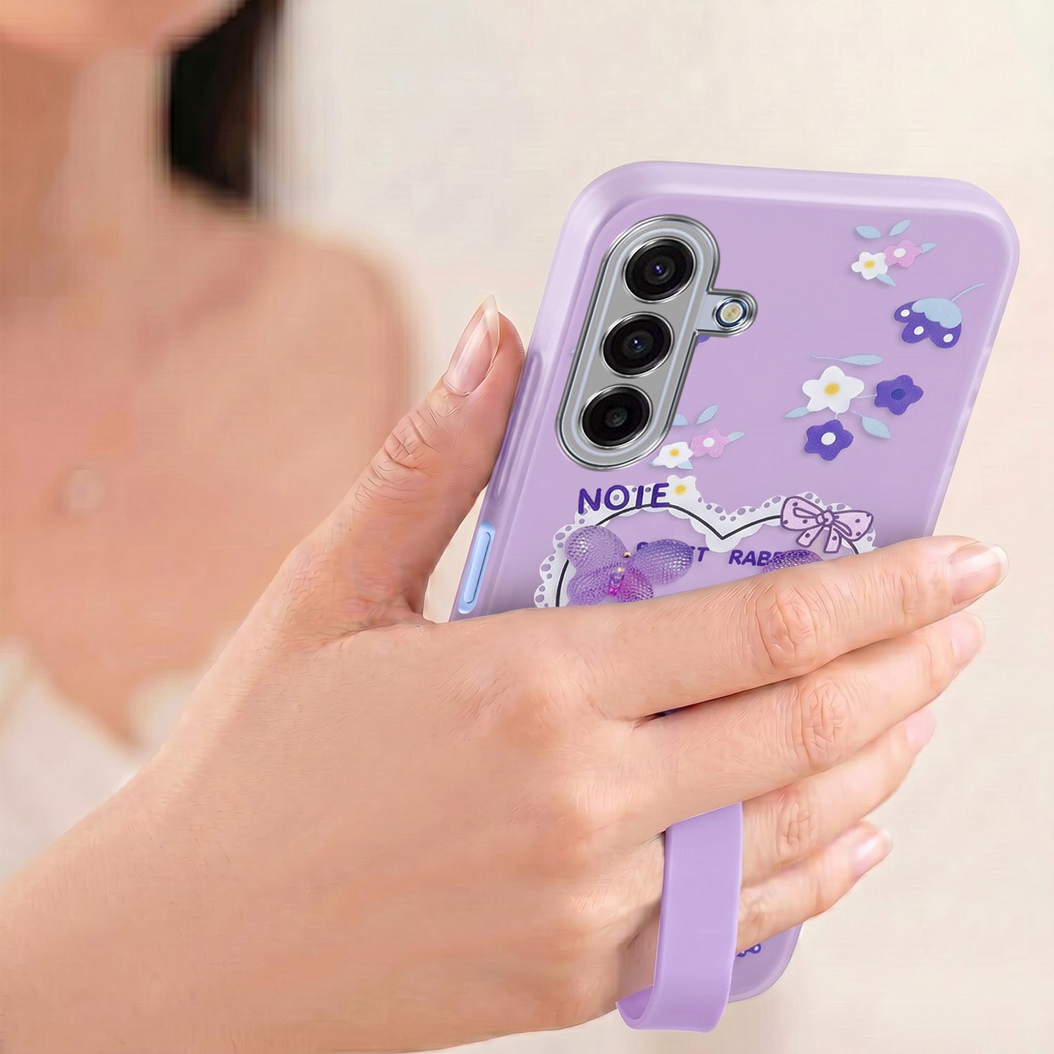 For Samsung Galaxy A17 | Samsung F17 | Samsung M17 5G Back Cover Case (3D Cute Heart Strap Holder | Camera Protection | Designer Girls Print)