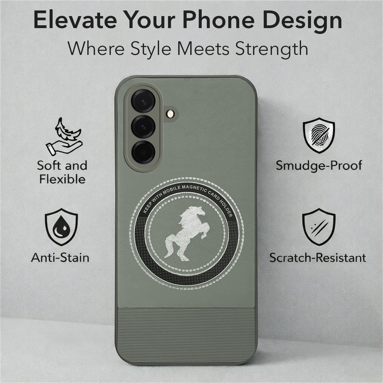 For Samsung Galaxy A36 5G Back Cover Case PU Leather Finish (Professional Minimalist Texture | MagSafe Compatile | Camera Protection | Sleek Sober Formal)