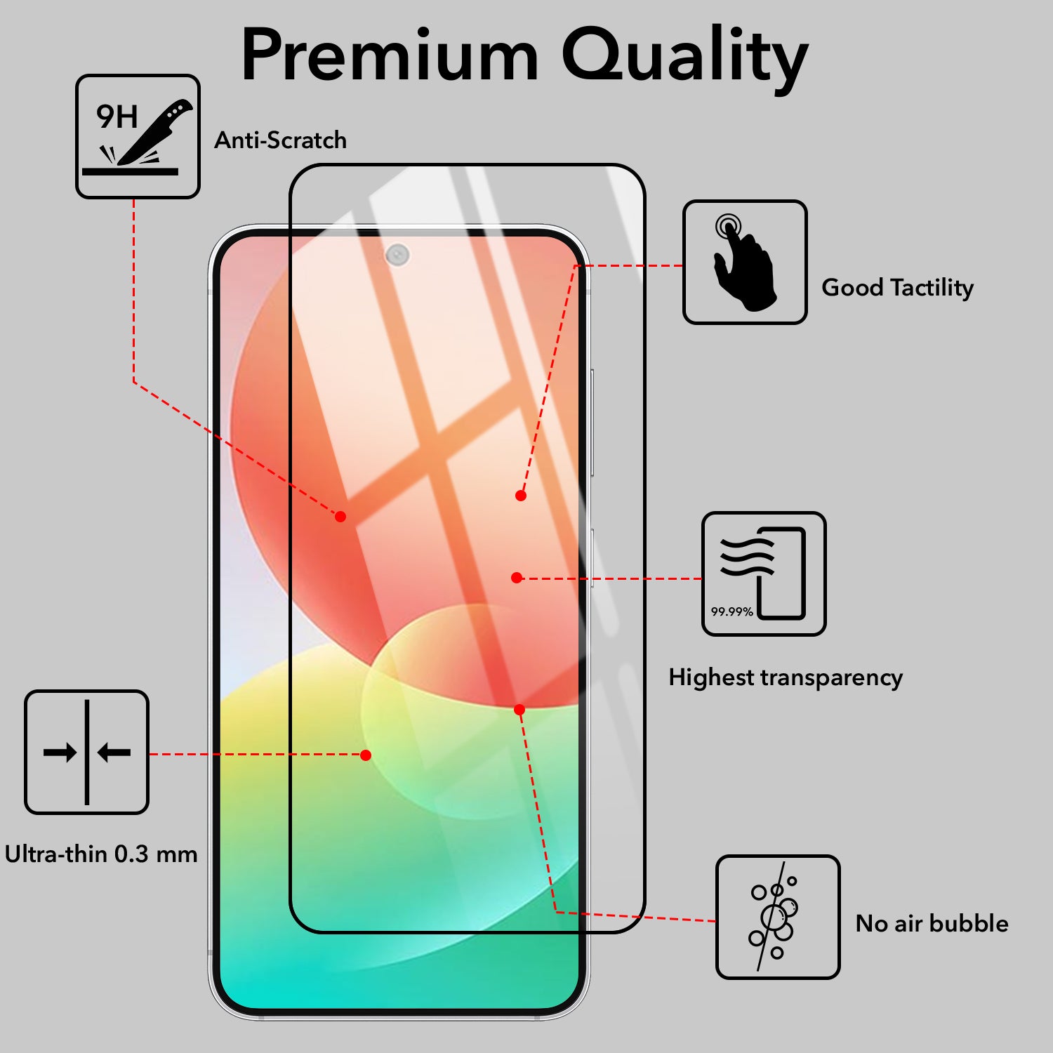 Tempered Glass For Samsung Galaxy A27 5G |M47 5G Military-Grade Gorilla Tempered Glass Screen Protector With Installation Kit | Shatterproof, Full Coverage, HD Clear, Scratch Resistant (Pack of 1)