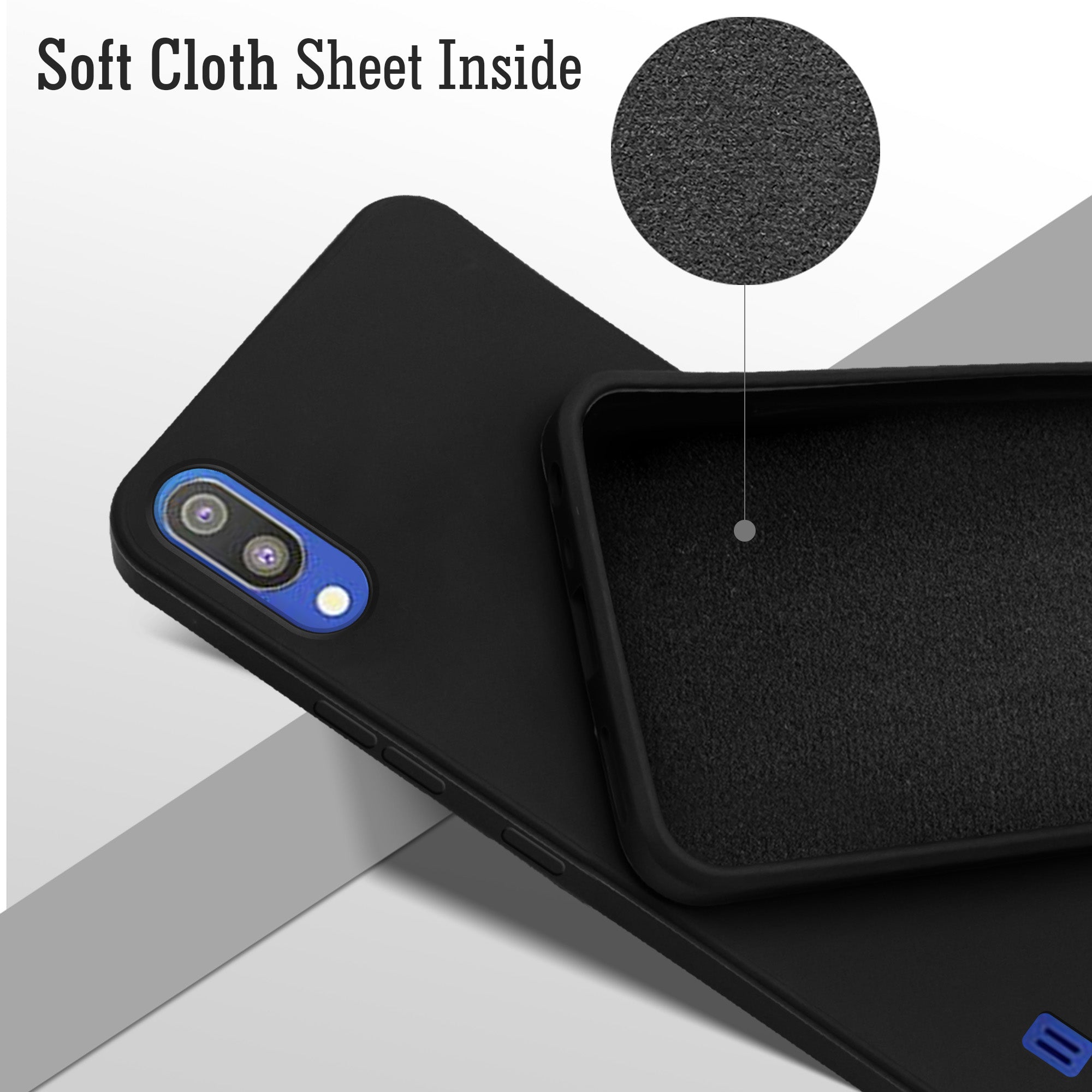 For Samsung Galaxy M10 Back Cover Case ( Matte Finish Silicone with Inside Fiber cloth)