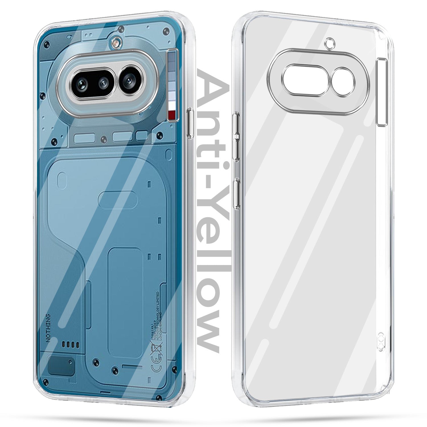 For Nothing Phone 4A 5G Combo with Back Cover and 9H Tempered Glass (Lifetime Anti-Yellow | Sleek Hard Crystal | Oleophobic Coating Screen Glass)
