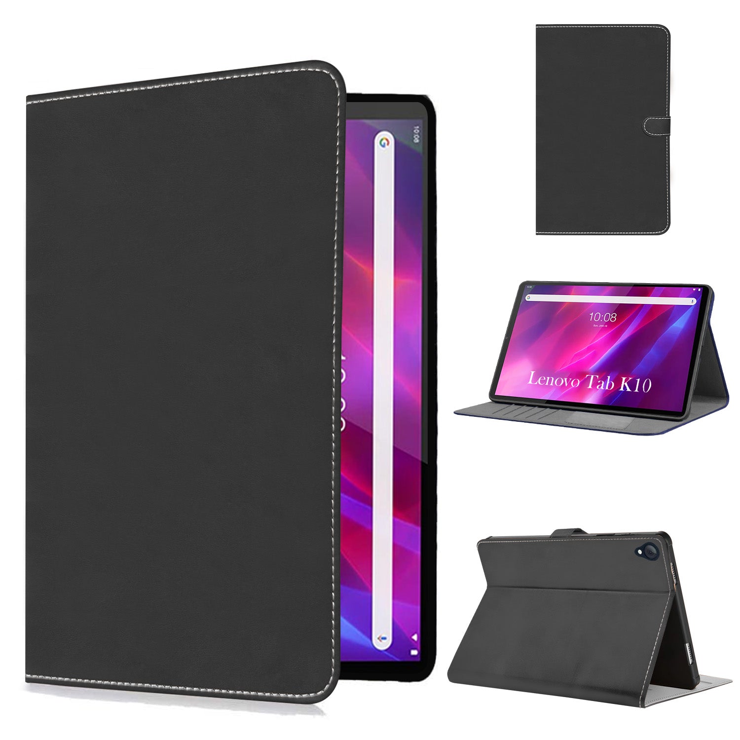 For Flip Cover Folio Case Lenovo Tab K10 10 Inch TB-X6C6F / X6C6X (PU Matte Leather | Multi-Angle Smart Stand | Card Storage Slots | Silicone Back Pouch)