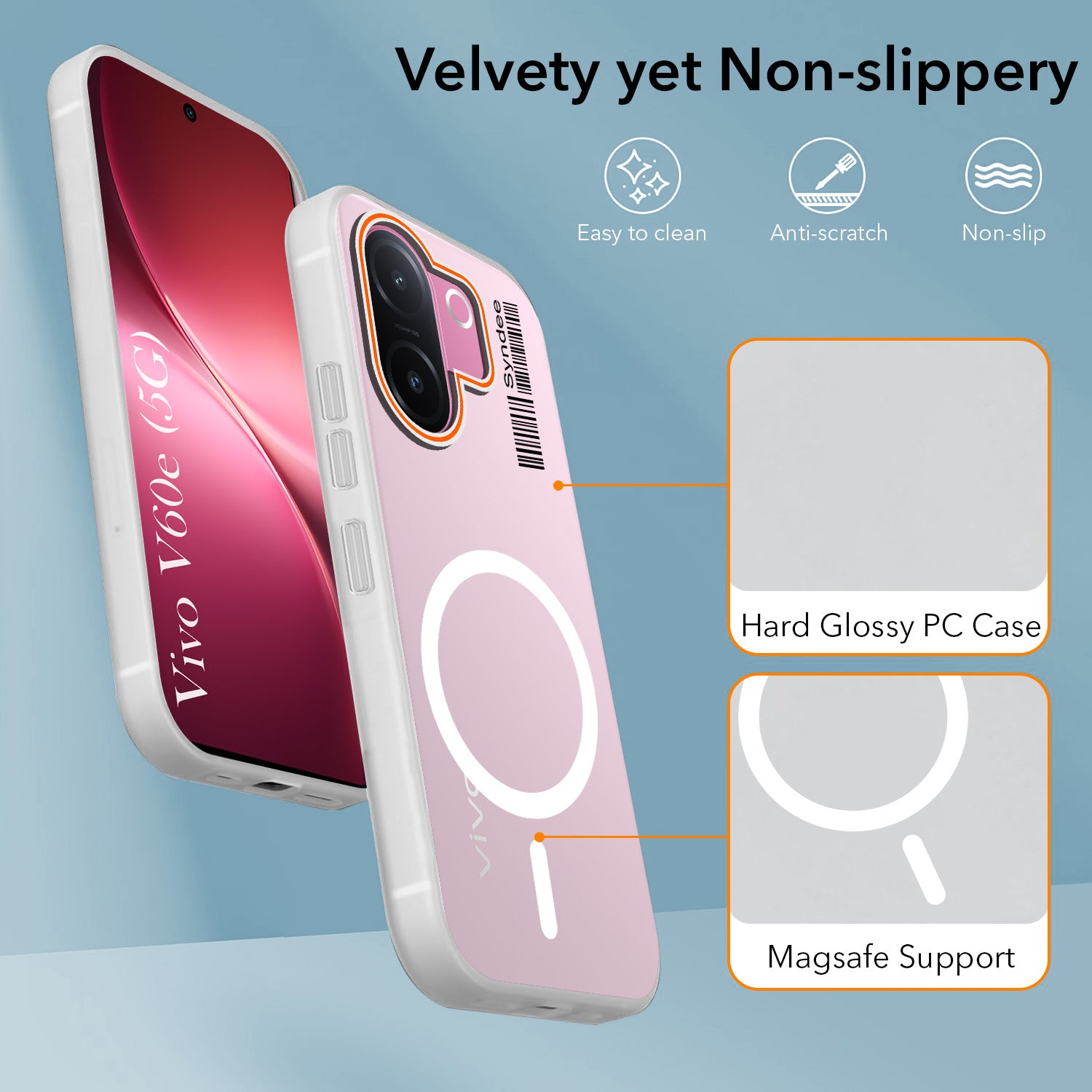 For Vivo V60e Back Cover Case (Soft Touch | Camera Bump Protection | MagSafe Compatible | Matte Finish)