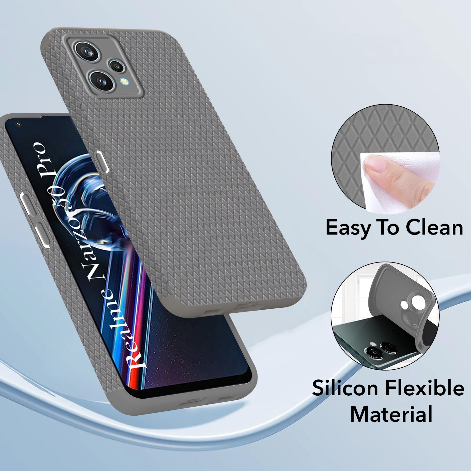 For Realme Narzo 50 Pro Back Cover Case (Liquid Silicone | Side Grip | Camera Protection)