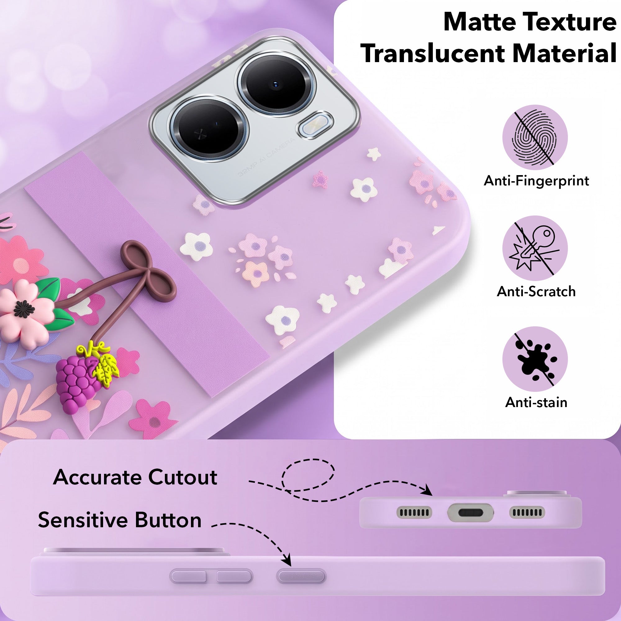 For Redmi 15A 5G Back Cover Case (3D Cute Cartoons | Hard Back Side Soft | Matte Premium Finish | HD Printing)