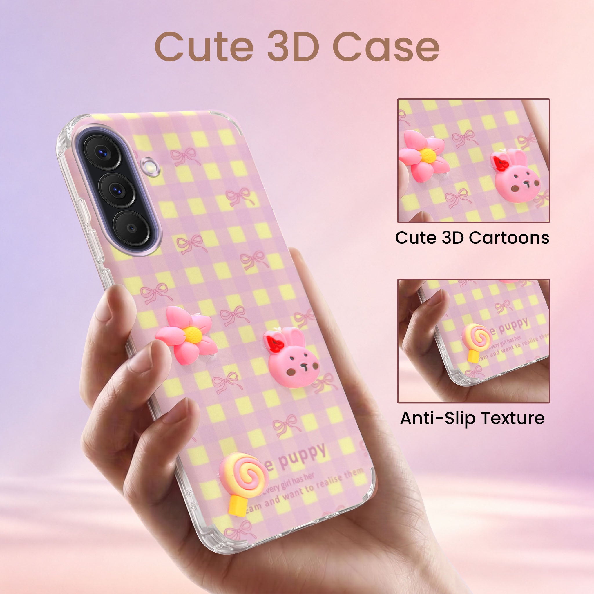 For Samsung Galaxy A57 5G Back Cover Case (3D Cute Cartoons | Hard Back Side Soft | Matte Premium Finish | HD Printing)