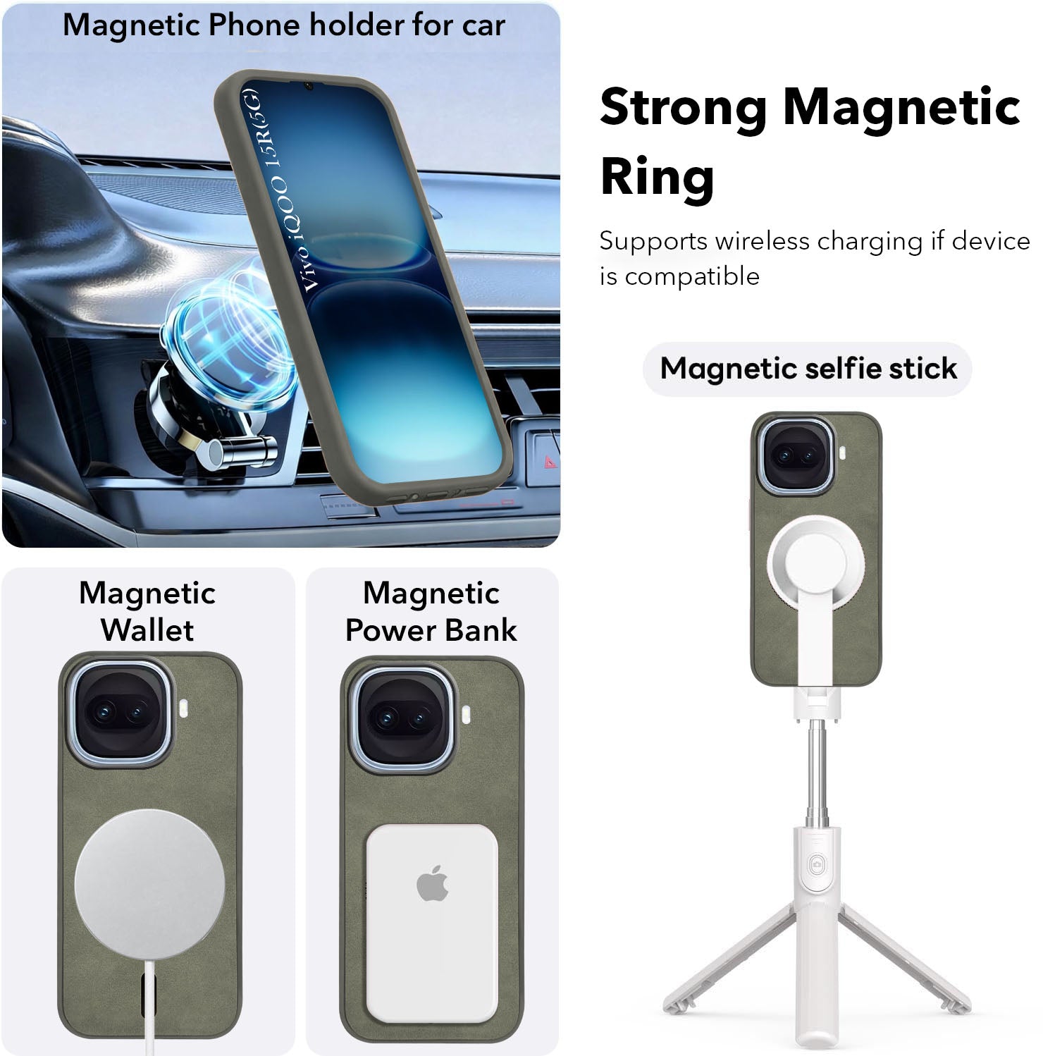 For Vivo iQOO 15R 5G Back Cover Case Leather Finish (MagSafe Compatible Wireless Charging | Soft Touch | Camera Bump Protection)