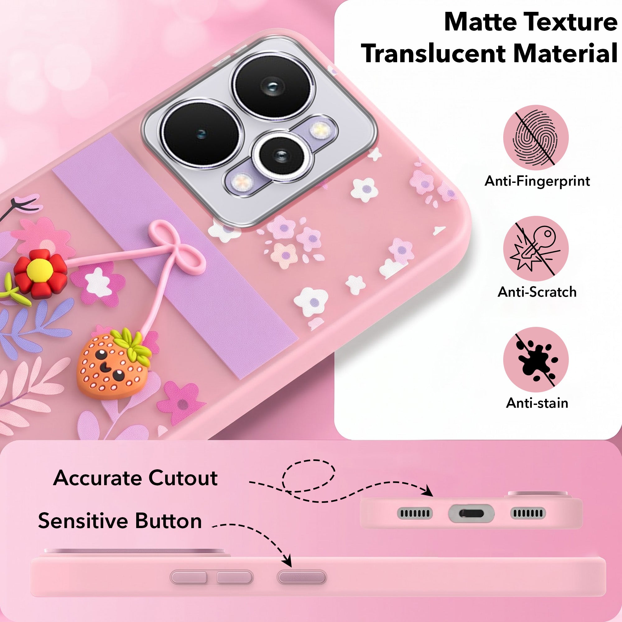 For Realme 15 Pro Back Cover Case (3D Cute Cartoons | Hard Back Side Soft | Matte Premium Finish | HD Printing)