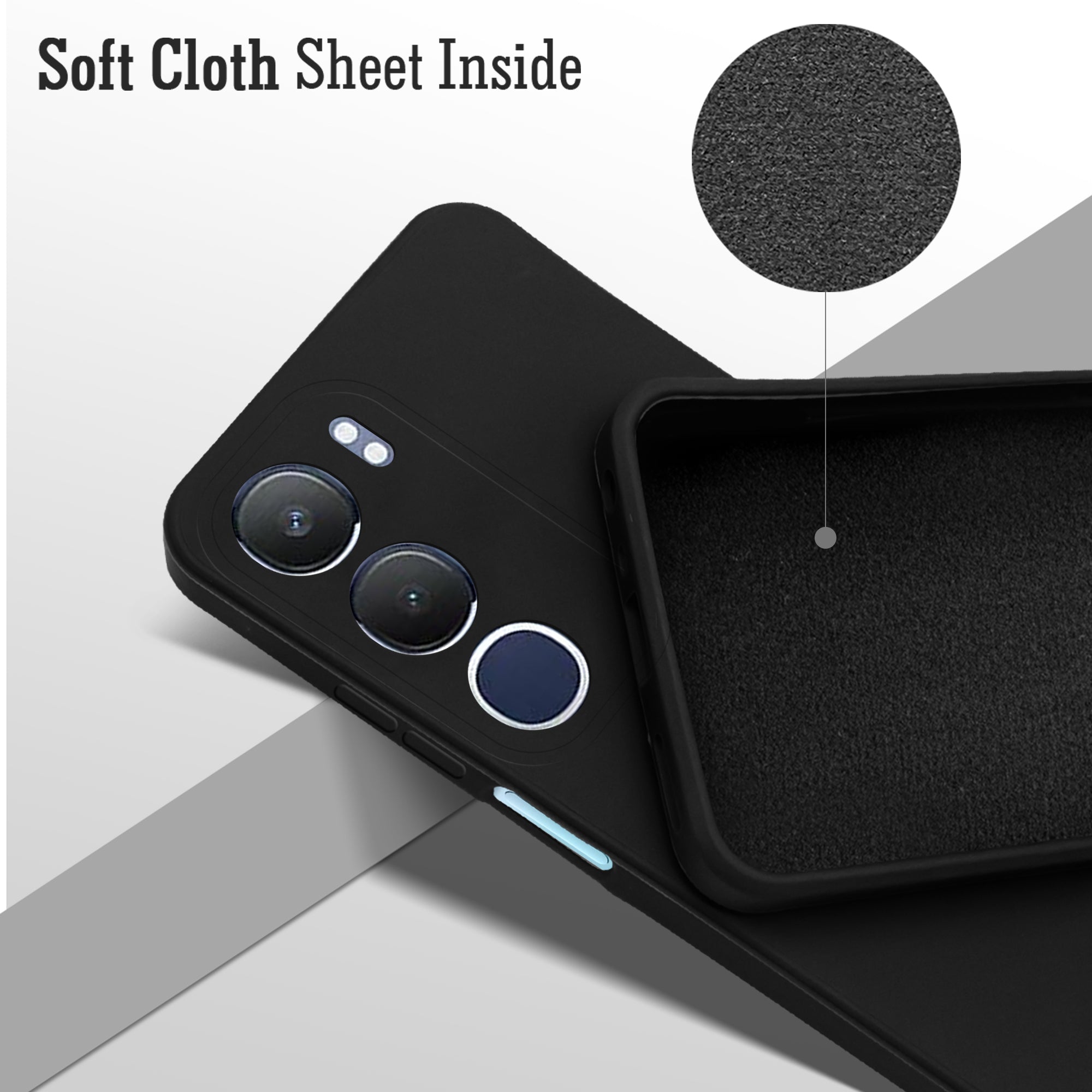 For Vivo Y29 Back Cover Case ( Matte Finish Silicone with Inside Fiber cloth)