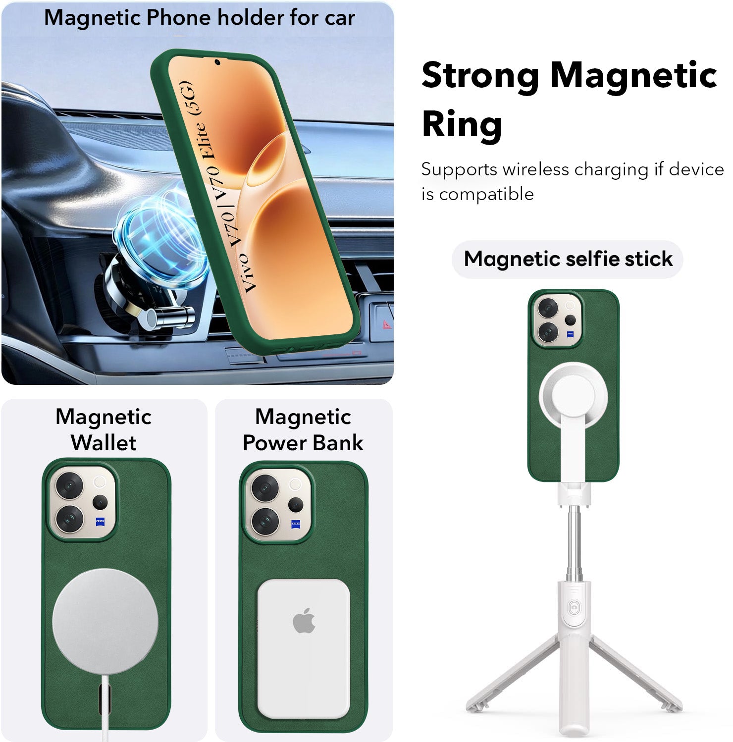 For Vivo V70 | Vivo V70 Elite 5G Back Cover Case Leather Finish (MagSafe Compatible Wireless Charging | Soft Touch | Camera Bump Protection)