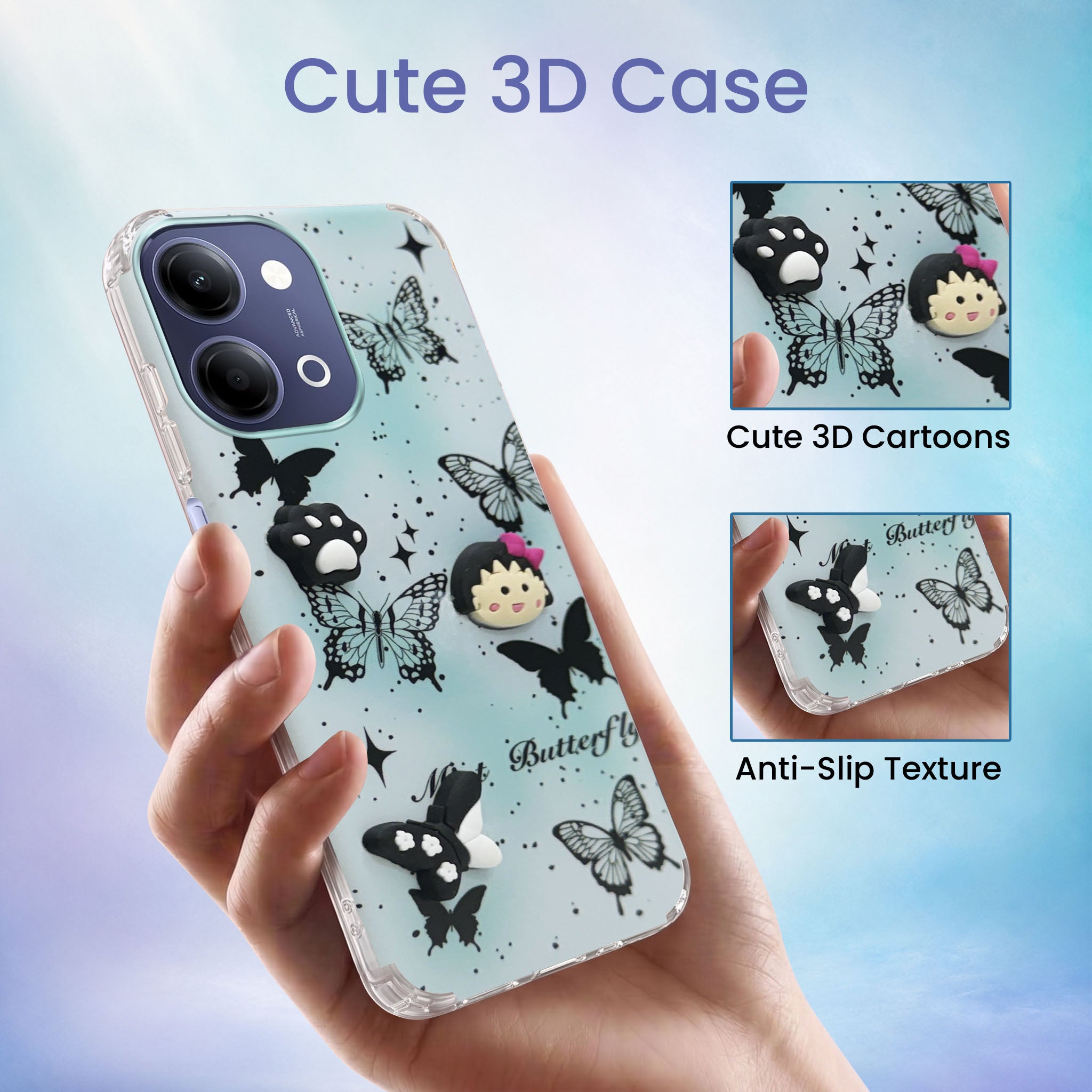 For Vivo iQOO Z11 Lite Back Cover Case (3D Cute Cartoons | Hard Back Side Soft | Matte Premium Finish | HD Printing)