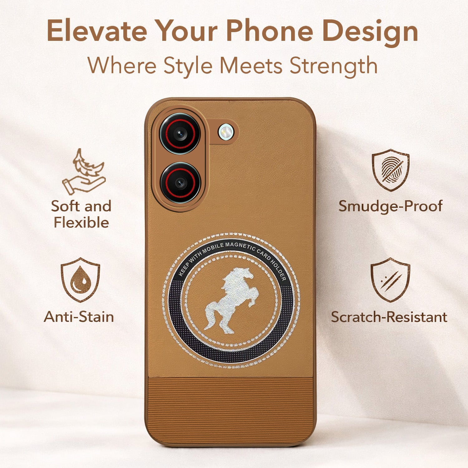 For Redmi Turbo 5 Back Cover Case PU Leather Finish (Professional Minimalist Texture | MagSafe Compatile | Camera Protection | Sleek Sober Formal)