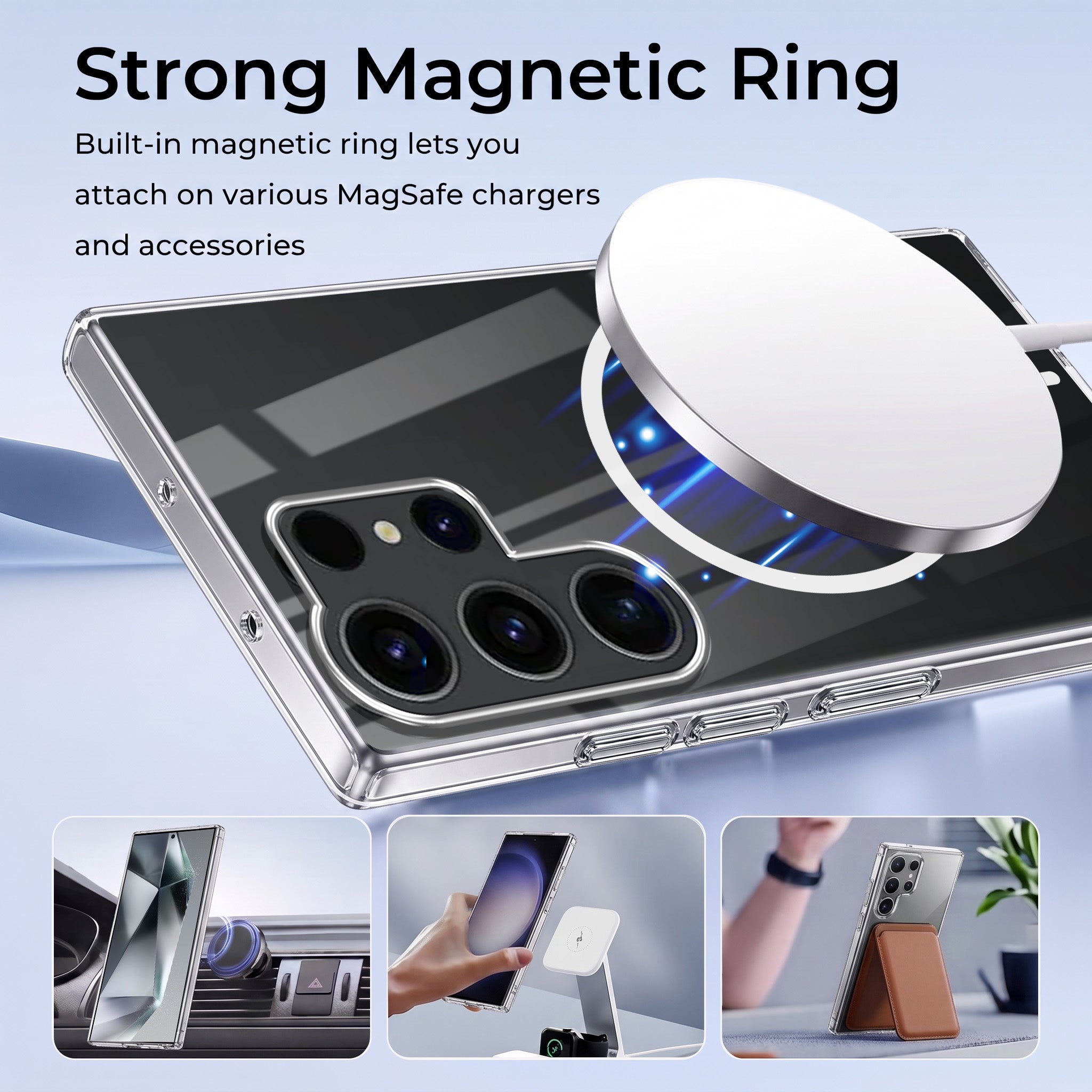 For Samsung Galaxy S23 Ultra Back Case Cover Crystal Anti Yellow (Unbreakable PC | MagSafe Wireless Charging Support |Camera Protection Bump)