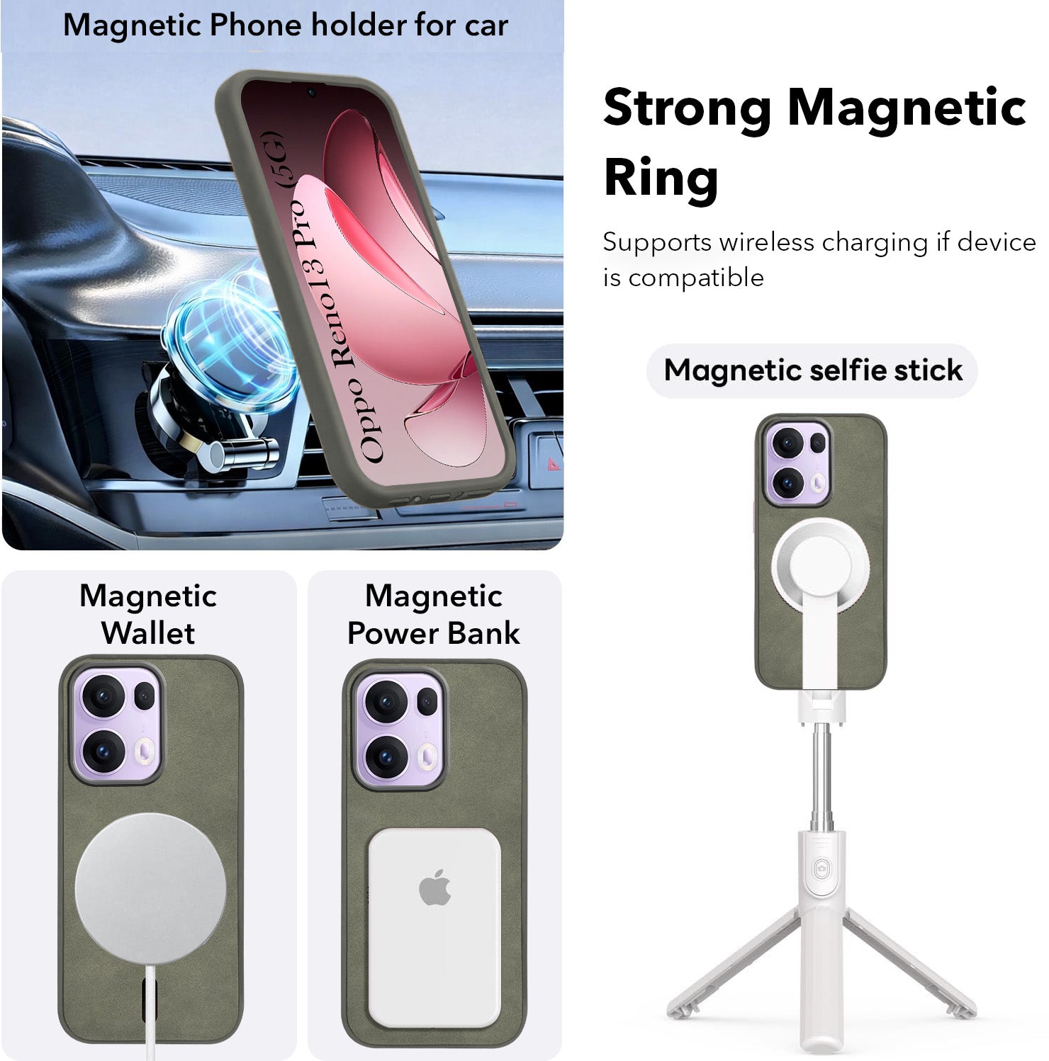 For Oppo Reno13 Pro | Oppo Reno 13 Pro Back Cover Case Leather Finish (MagSafe Compatible Wireless Charging | Soft Touch | Camera Bump Protection)