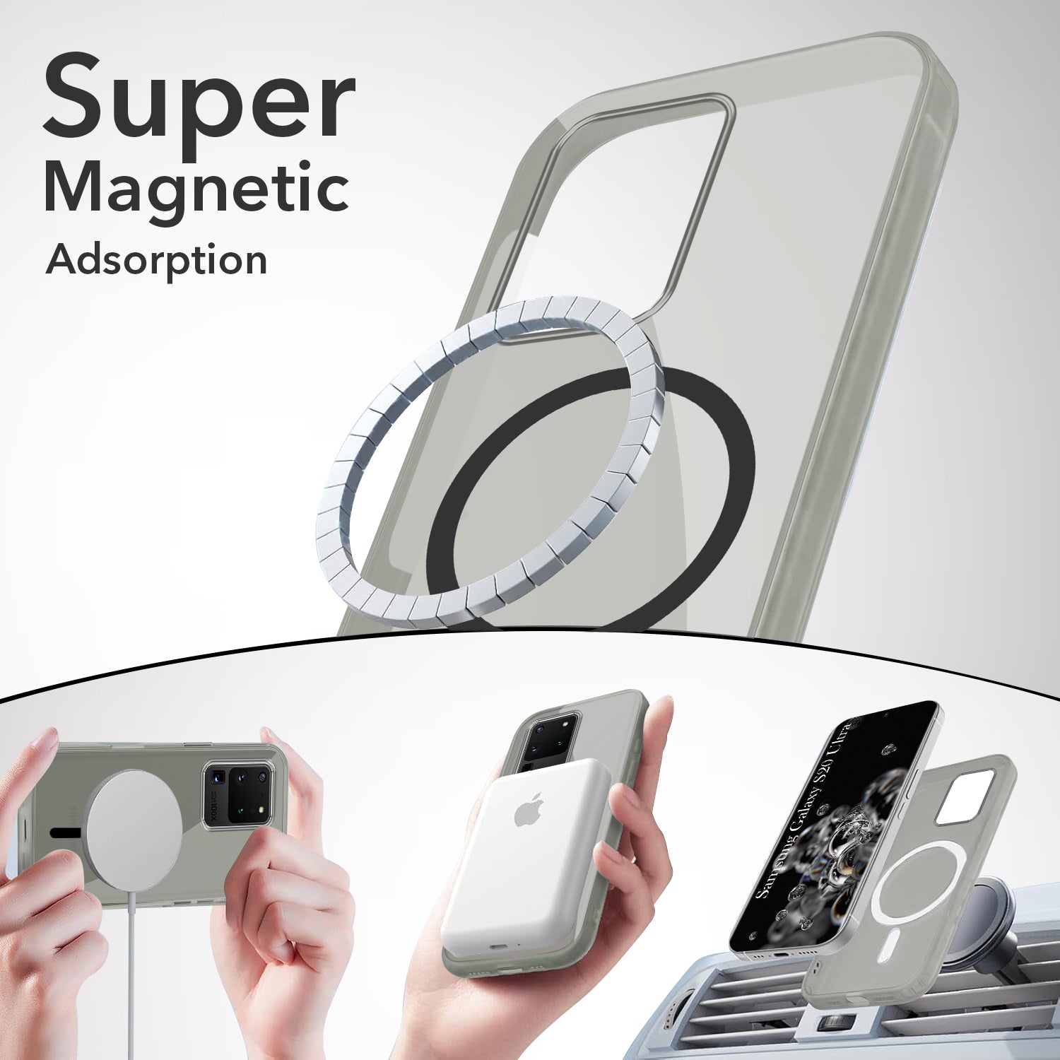 For Samsung Galaxy S20 Ultra Back Cover Case Lifetime Anti-Yellow MagSafe Compatible Clear (Sleek Hard Crystal | Shockproof and Camera Protection)